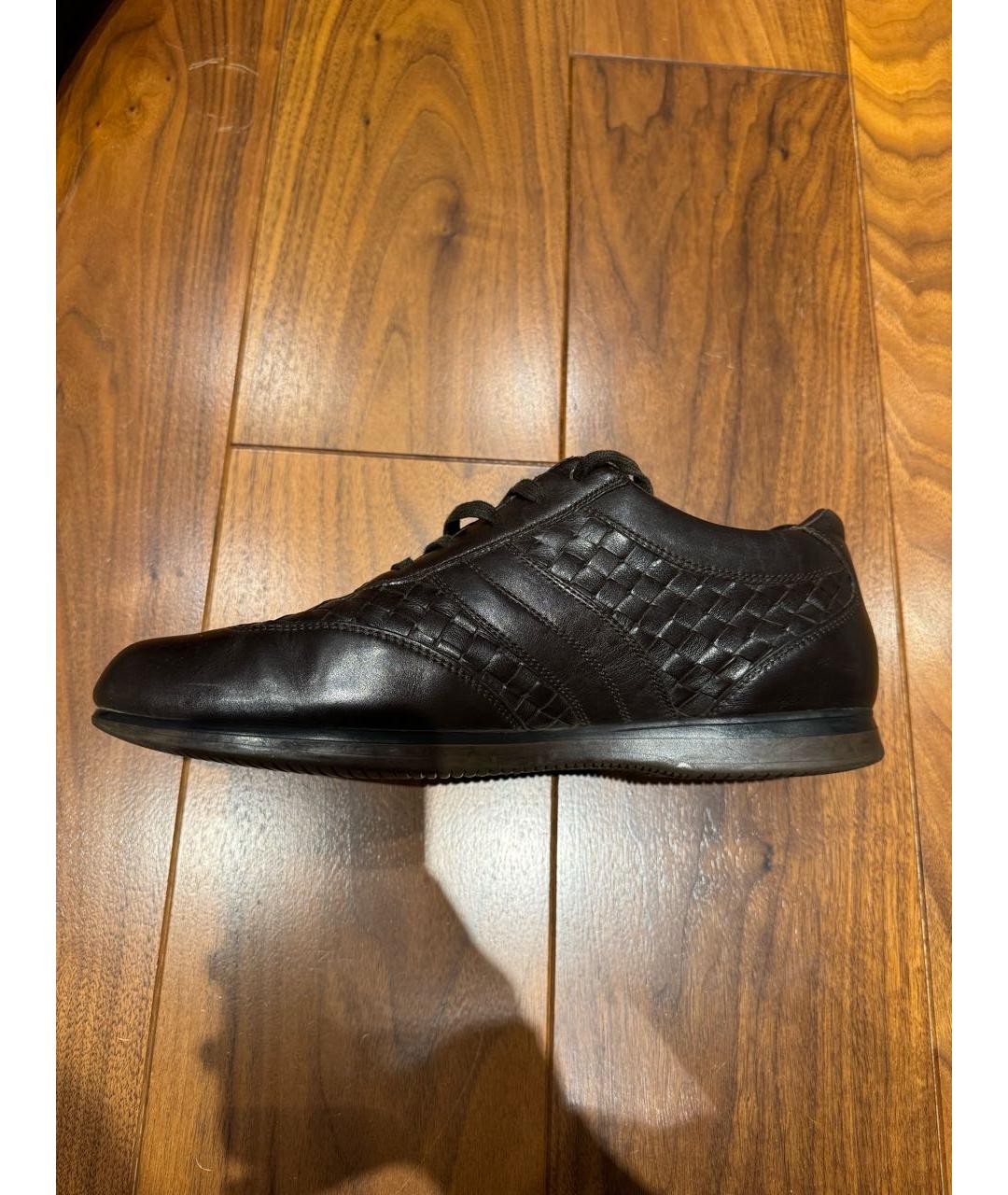 BOTTEGA VENETA Коричневые кожаные низкие кроссовки / кеды, фото 4