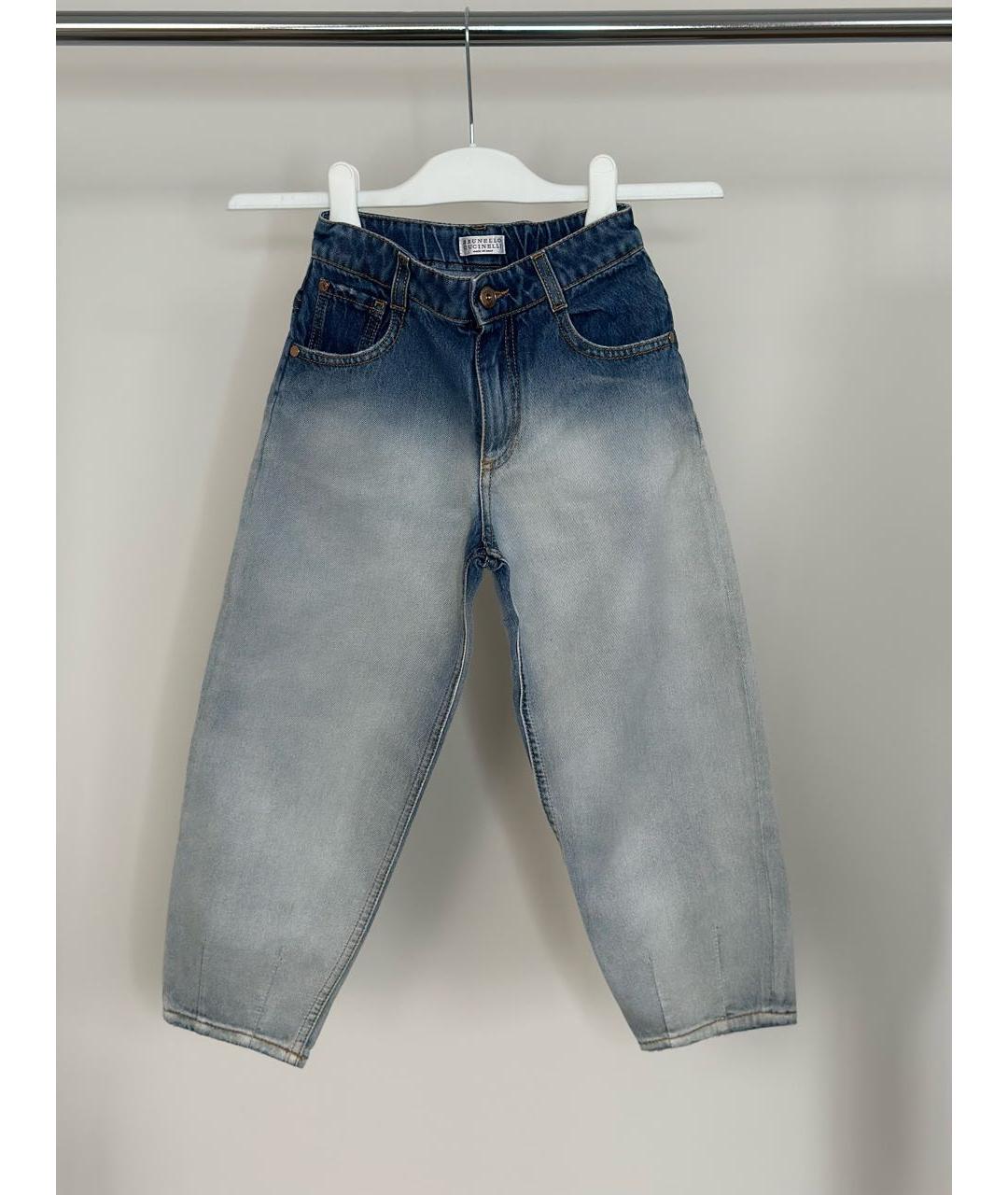 BRUNELLO CUCINELLI Голубые хлопковые детские джинсы, фото 6