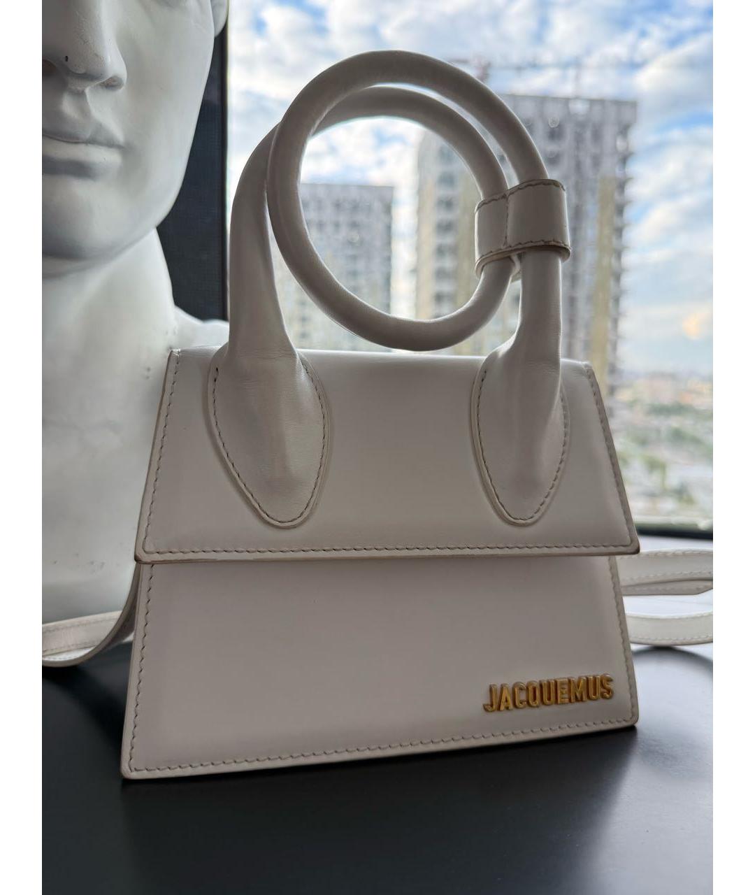 JACQUEMUS Белая кожаная сумка через плечо, фото 2