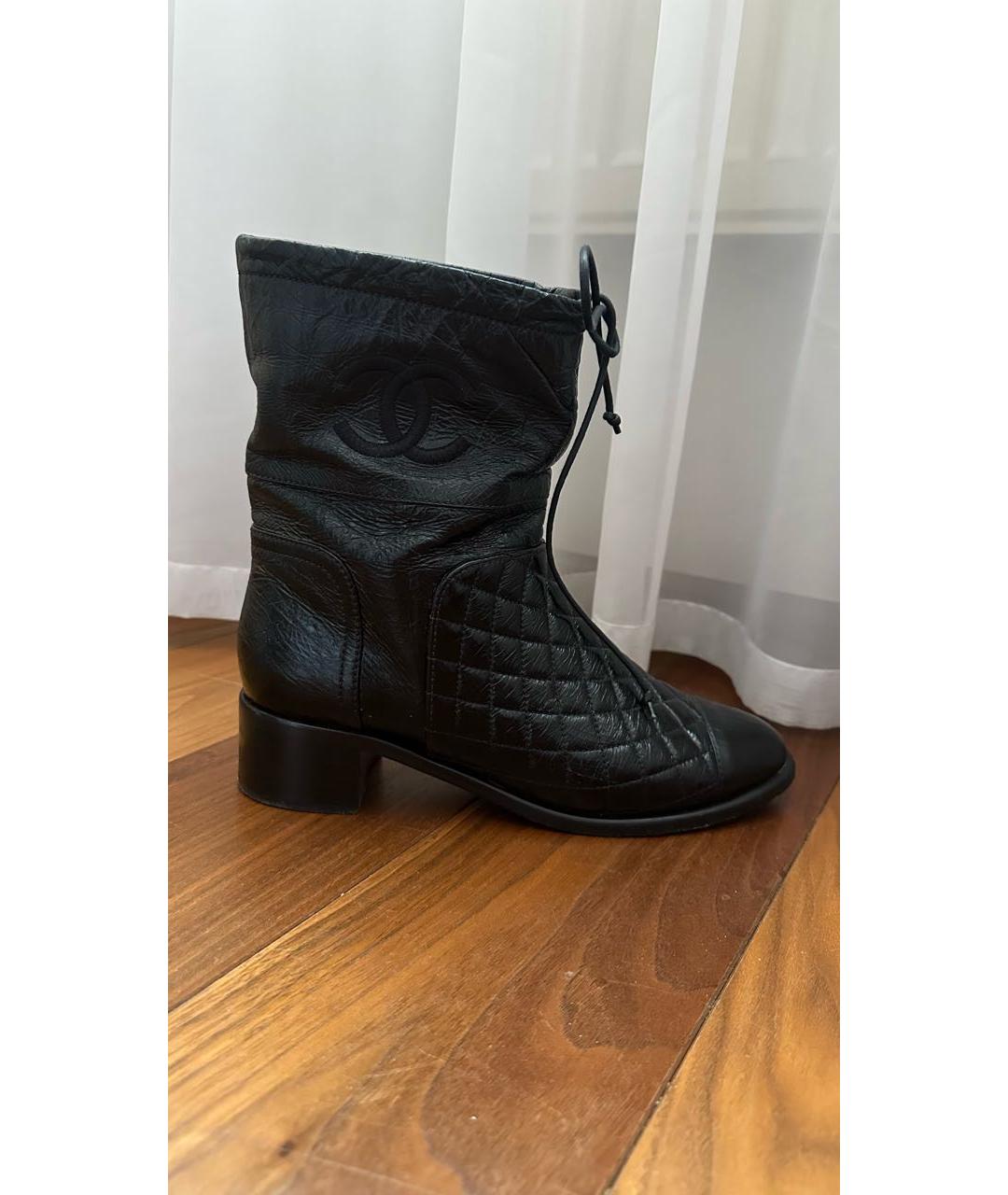 CHANEL Черные кожаные полусапоги, фото 9