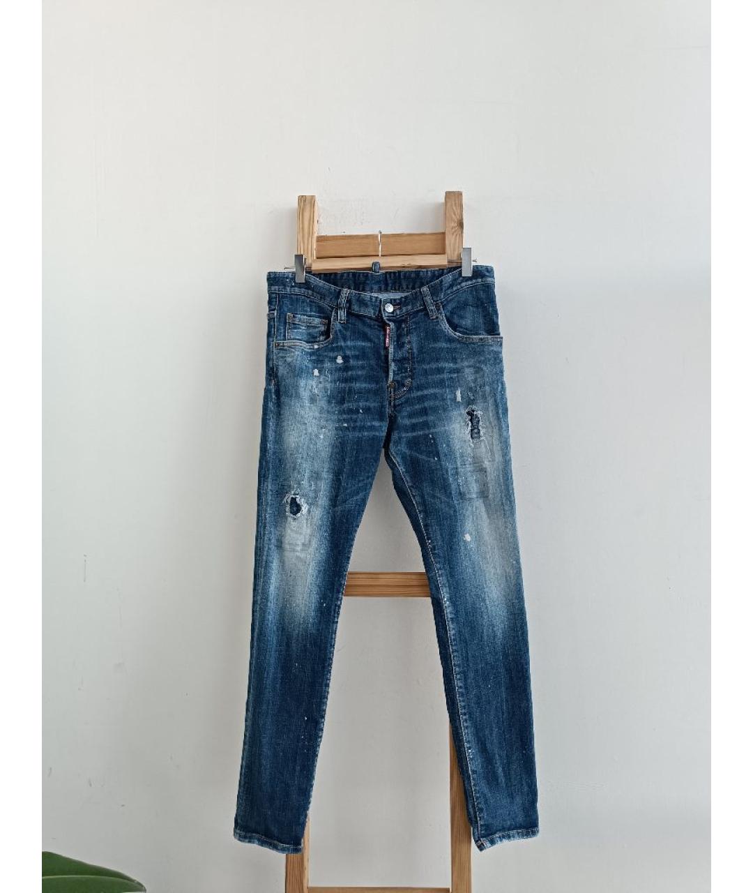 DSQUARED2 Голубые хлопко-эластановые джинсы скинни, фото 5