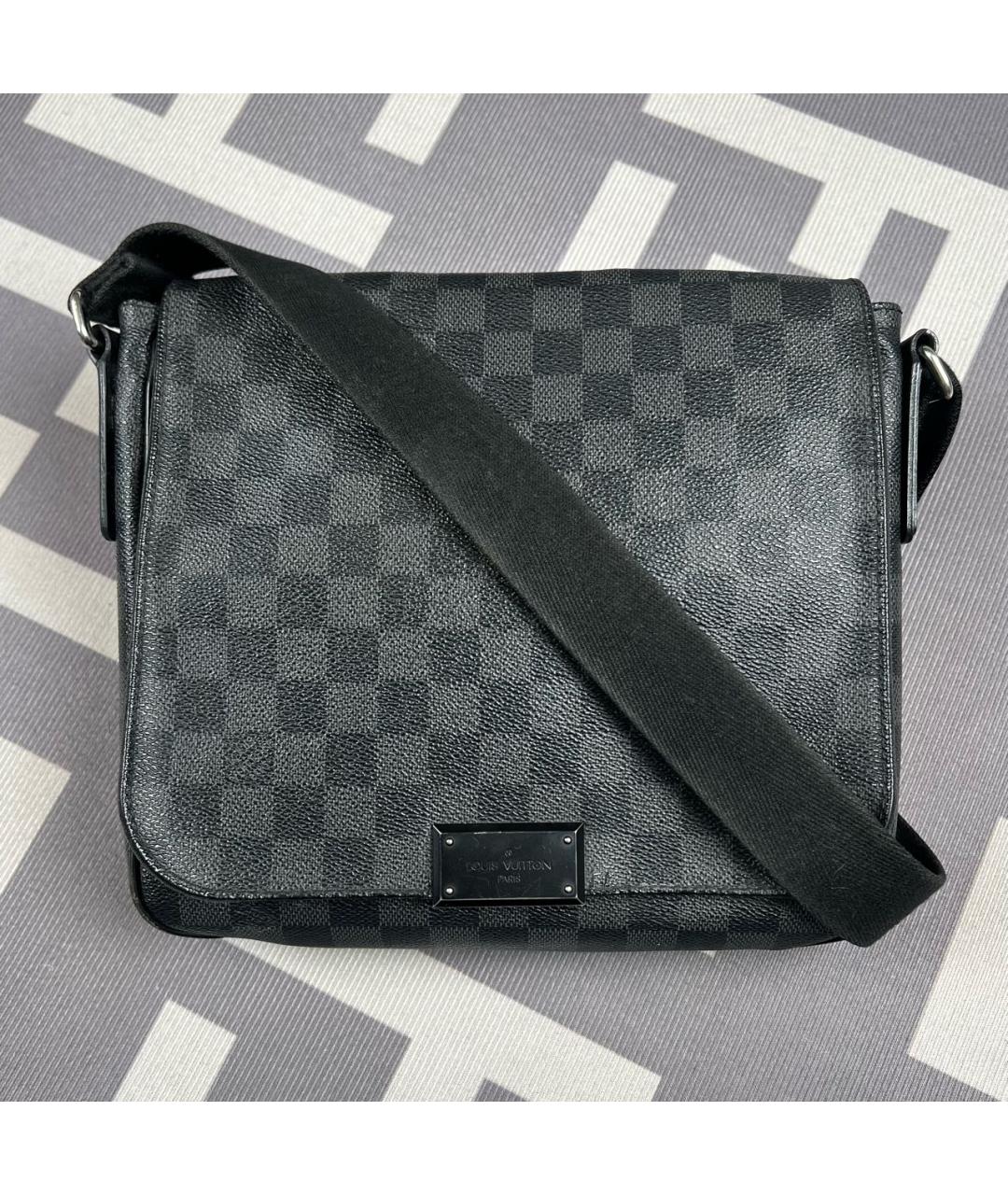 LOUIS VUITTON Антрацитовая сумка на плечо из искусственной кожи, фото 7