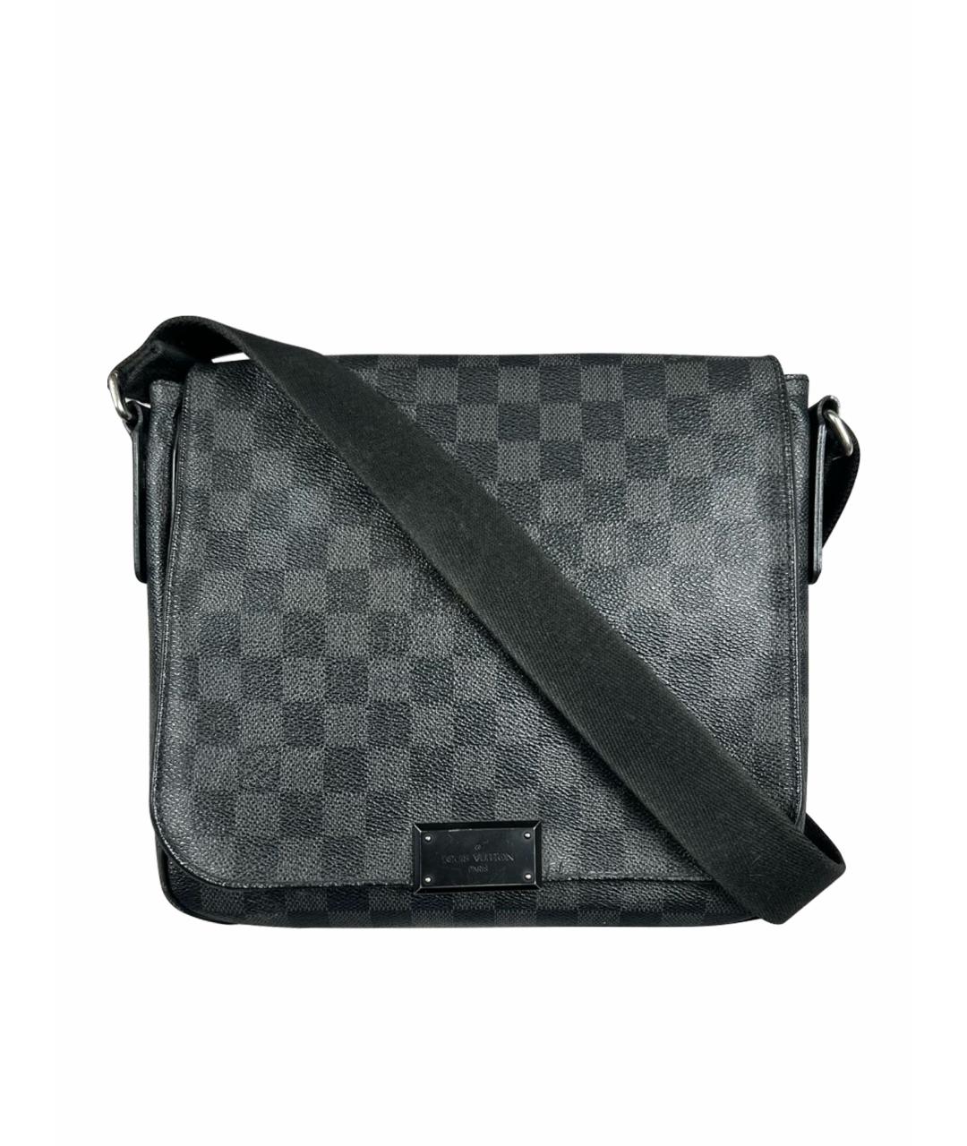 LOUIS VUITTON Антрацитовая сумка на плечо из искусственной кожи, фото 1