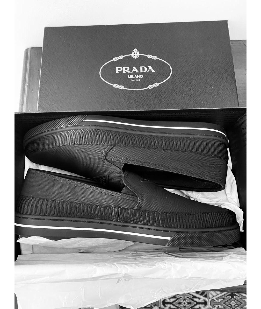 PRADA Черные текстильные лоферы, фото 9