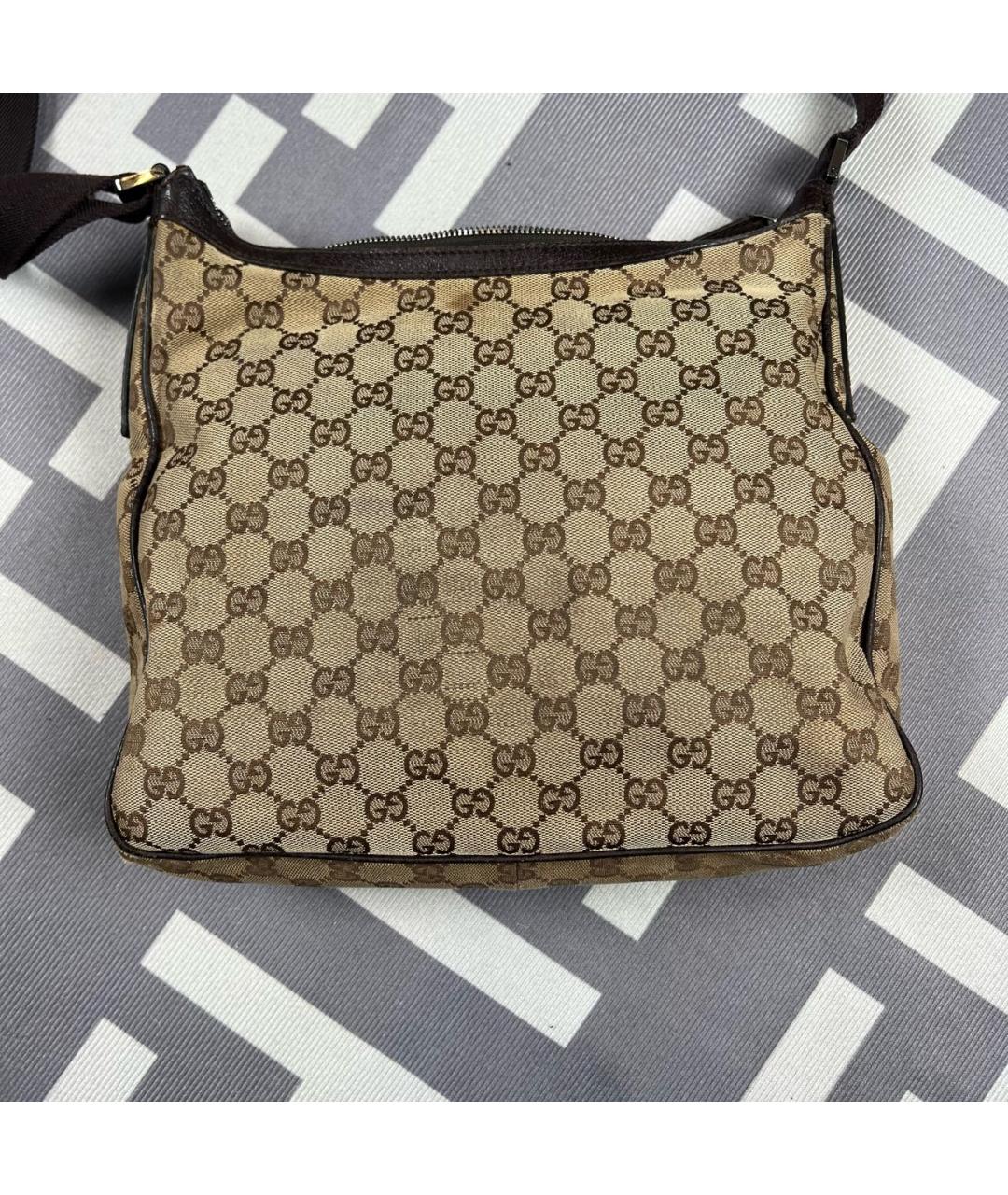 GUCCI Бежевая тканевая сумка через плечо, фото 2