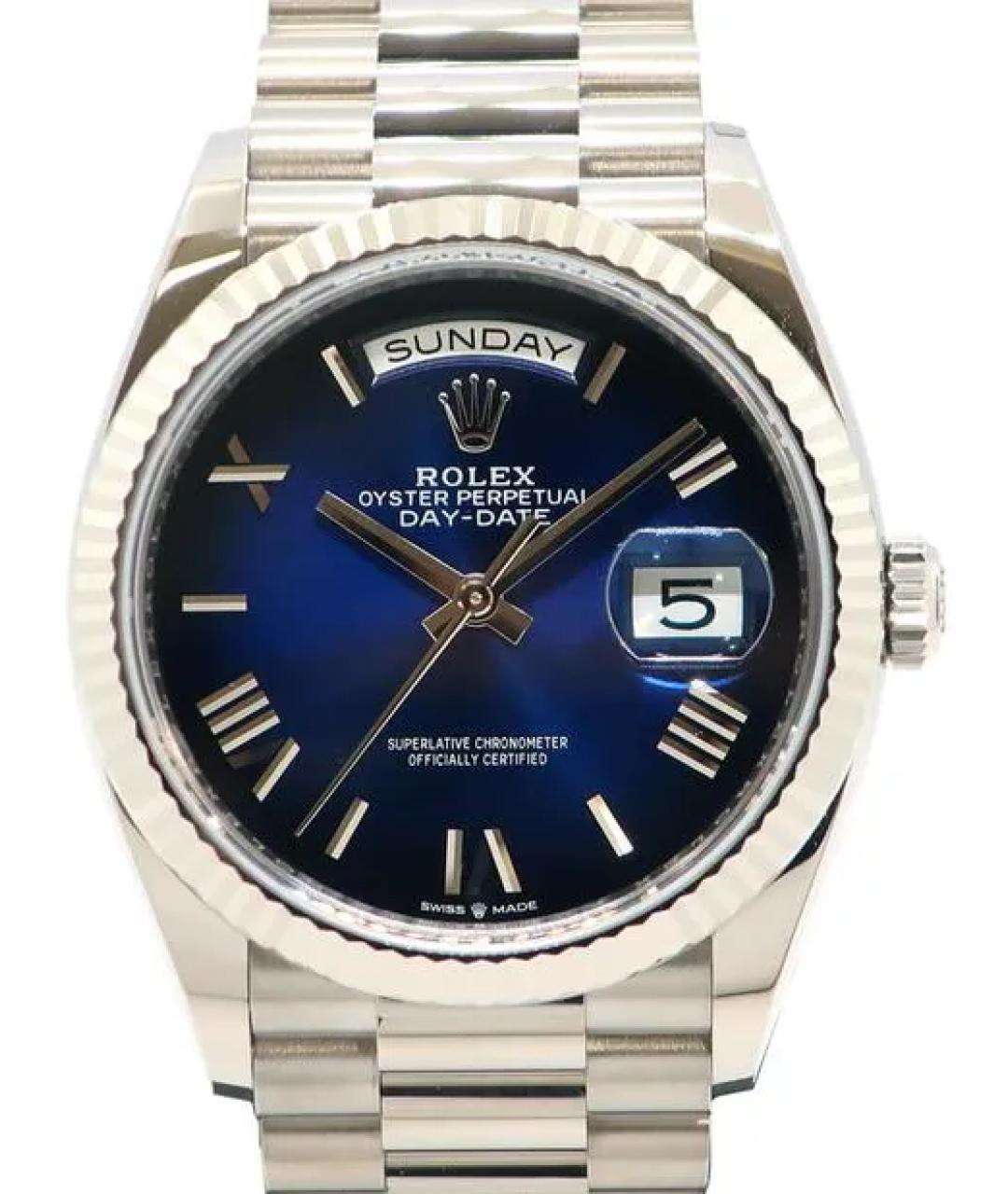 ROLEX Синие часы из белого золота, фото 7