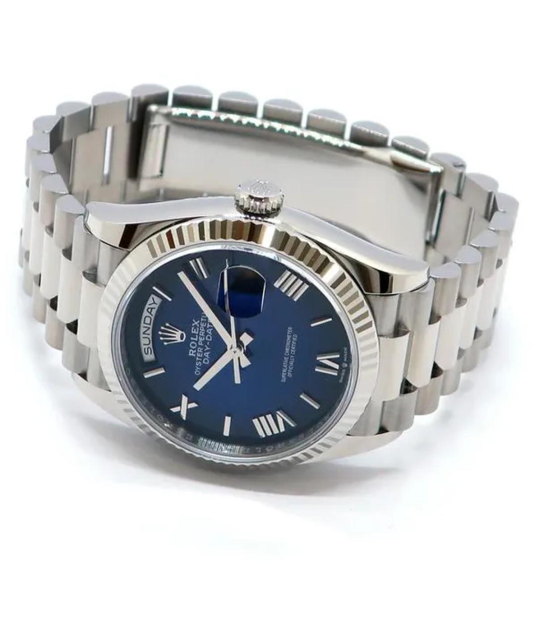 ROLEX Синие часы из белого золота, фото 3