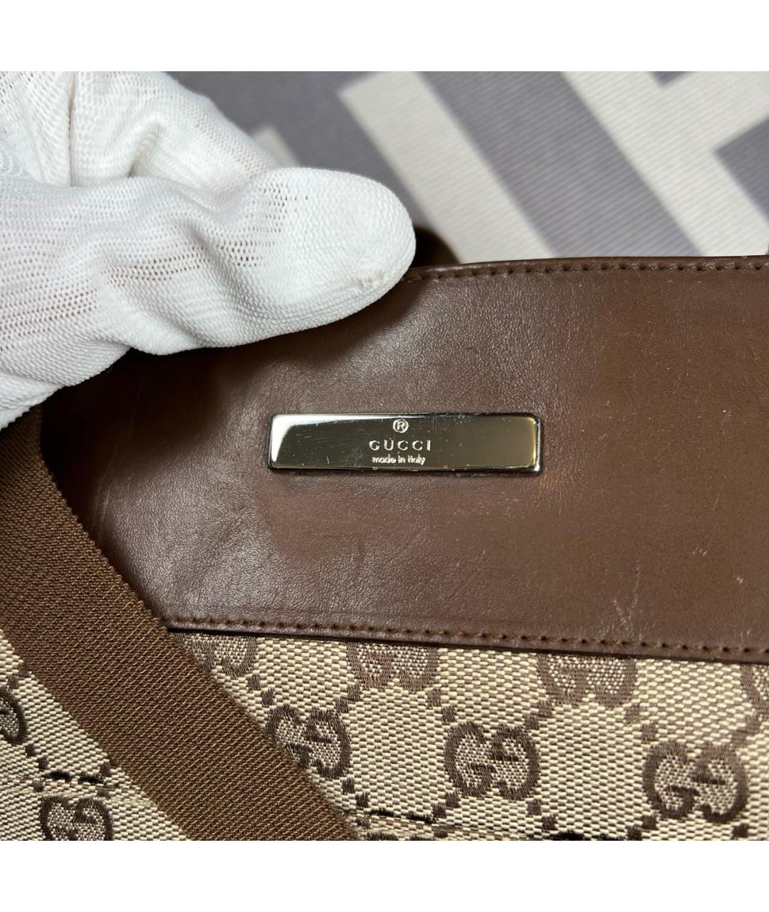 GUCCI Бежевая тканевая сумка на плечо, фото 3