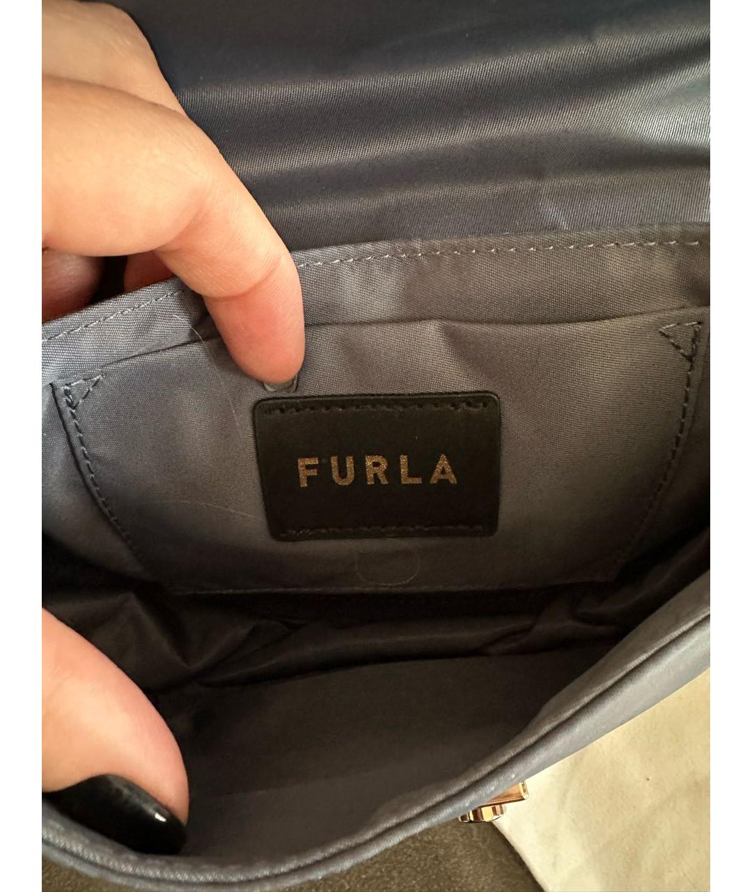 FURLA Голубая синтетическая сумка через плечо, фото 6