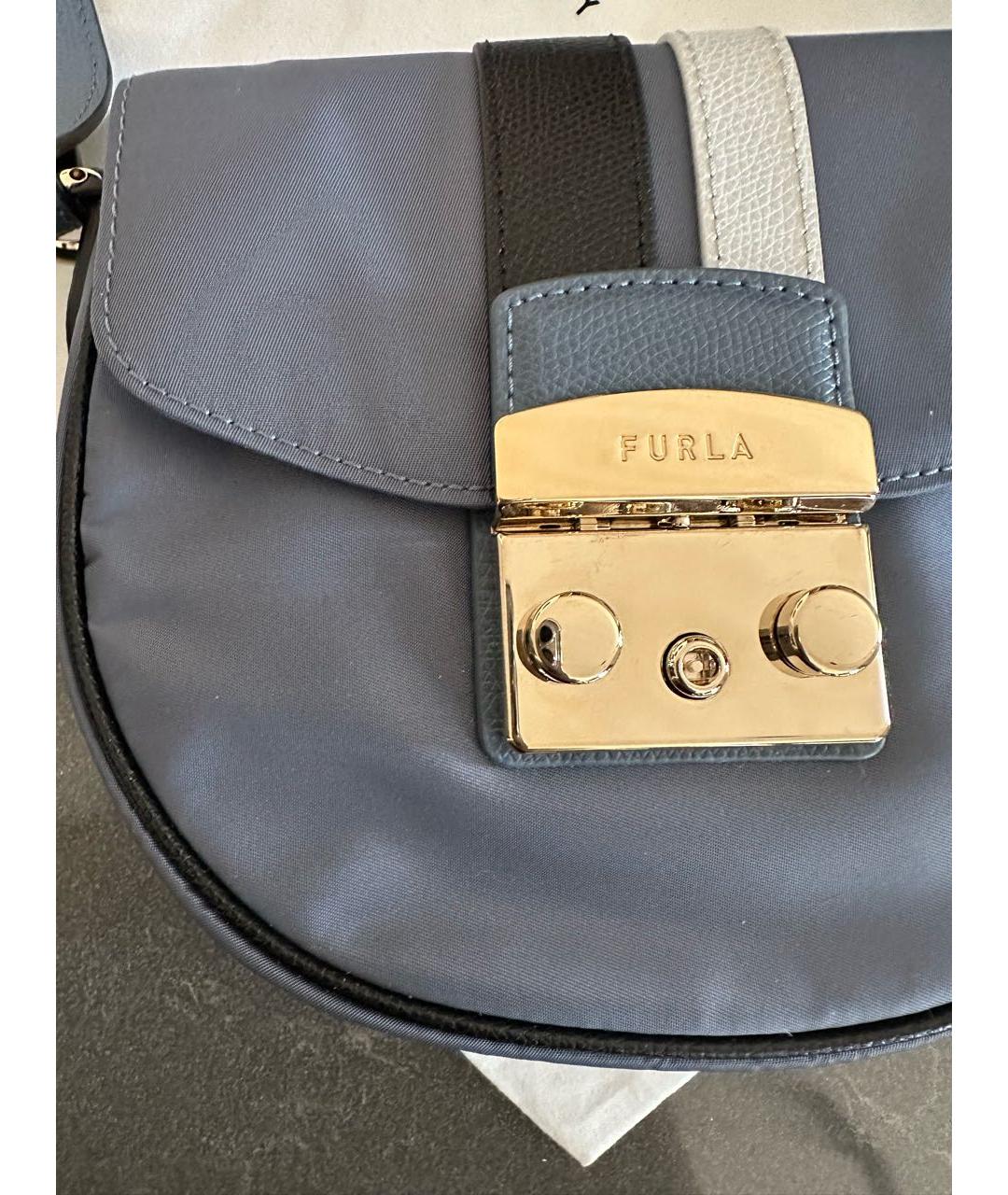 FURLA Голубая синтетическая сумка через плечо, фото 5