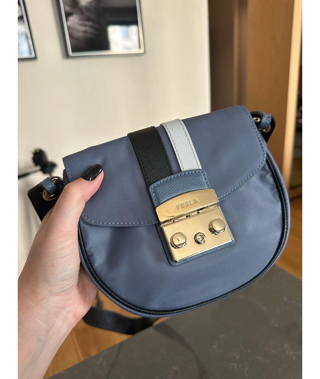FURLA Голубая синтетическая сумка через плечо, фото 3