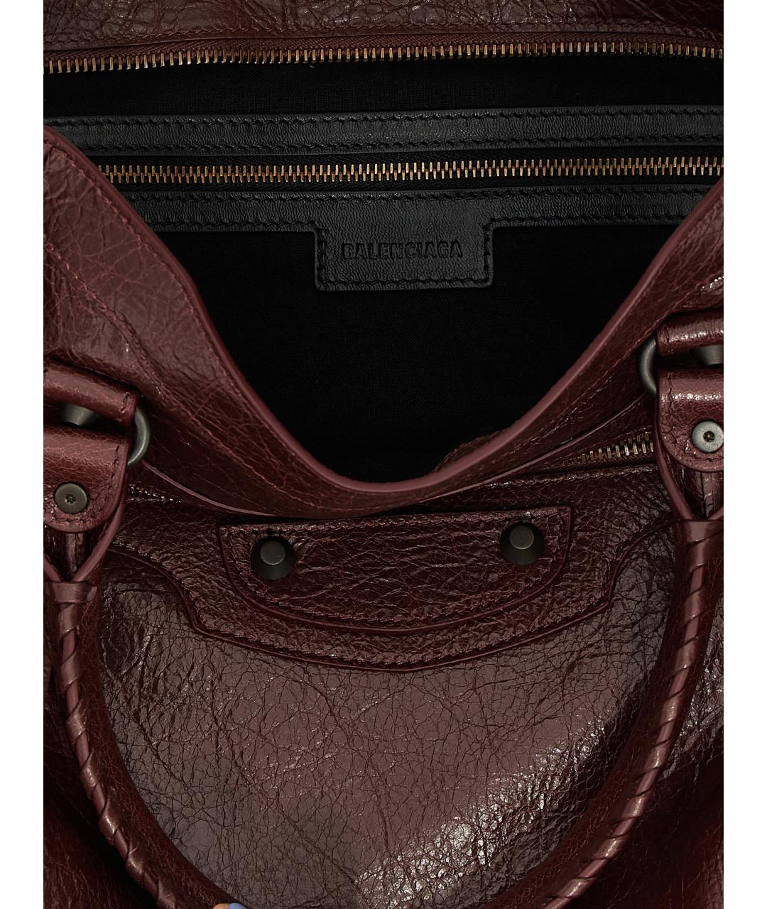 BALENCIAGA Бордовая кожаная сумка тоут, фото 4