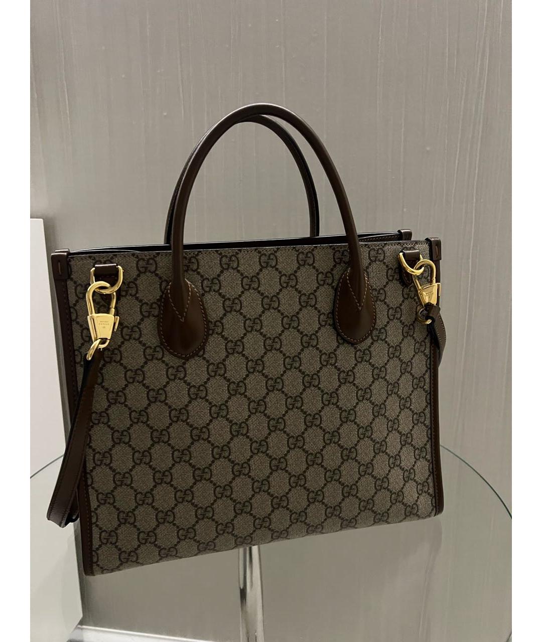 GUCCI Коричневая кожаная сумка тоут, фото 3