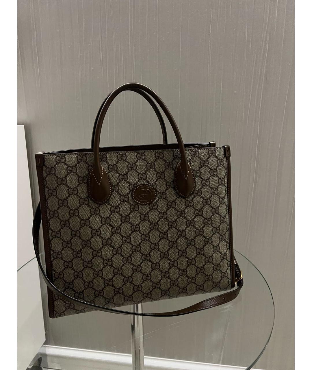 GUCCI Коричневая кожаная сумка тоут, фото 2