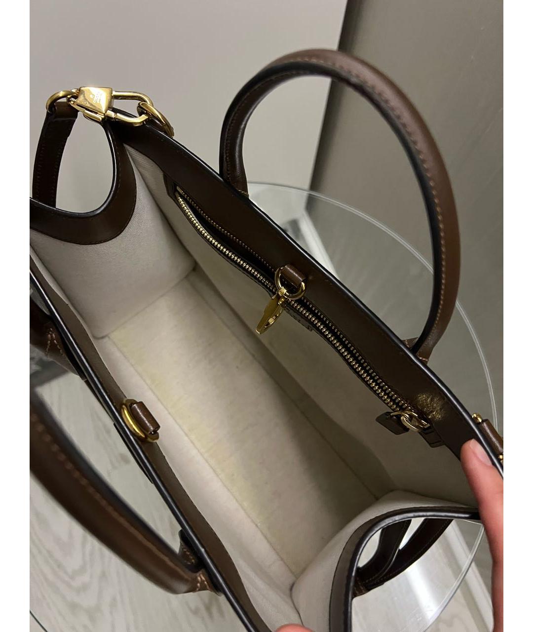 GUCCI Коричневая кожаная сумка тоут, фото 4