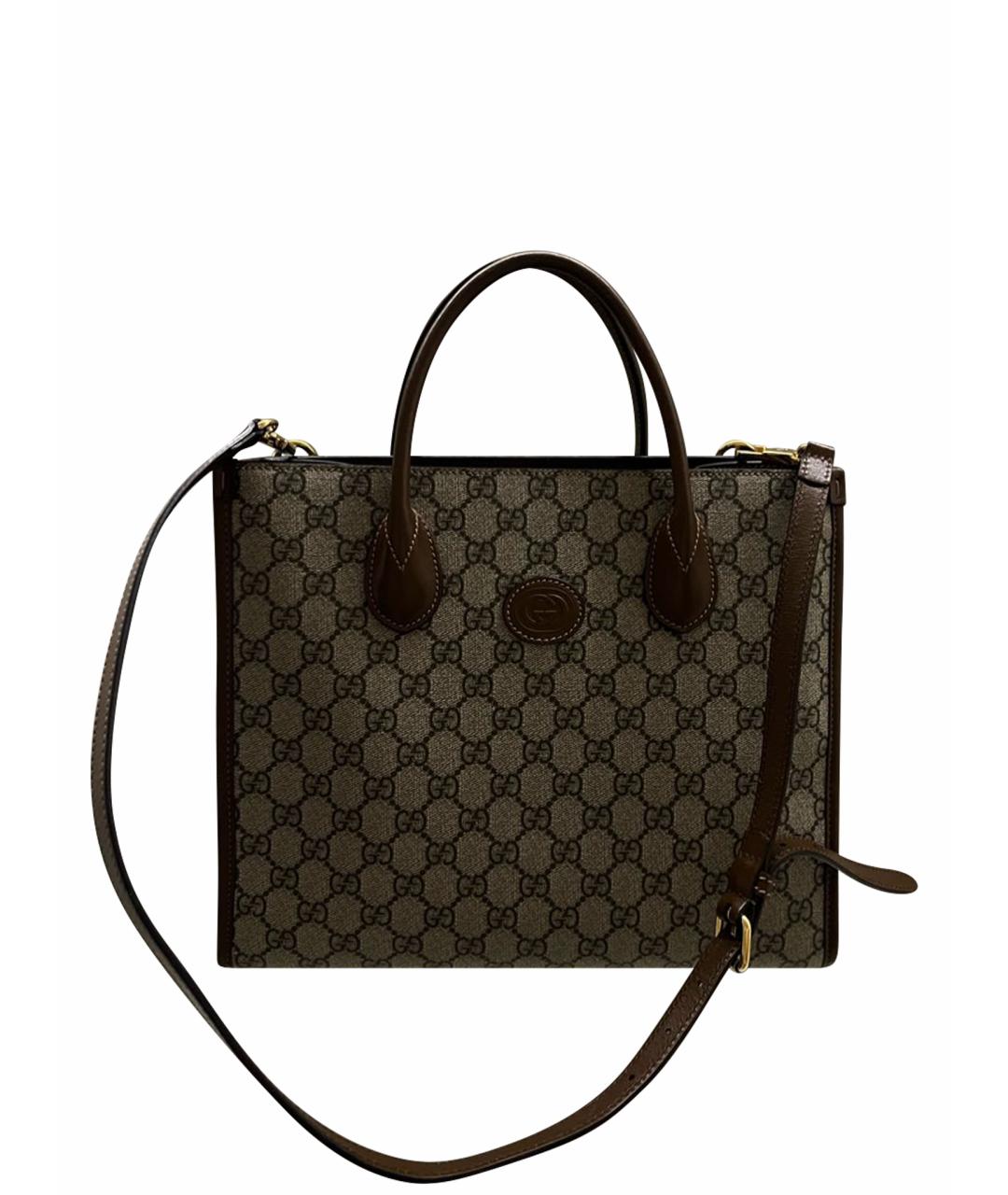 GUCCI Коричневая кожаная сумка тоут, фото 1