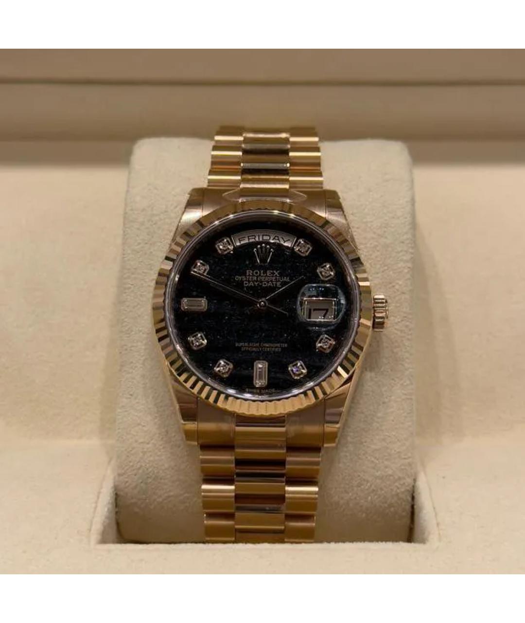 ROLEX Черные часы из розового золота, фото 7