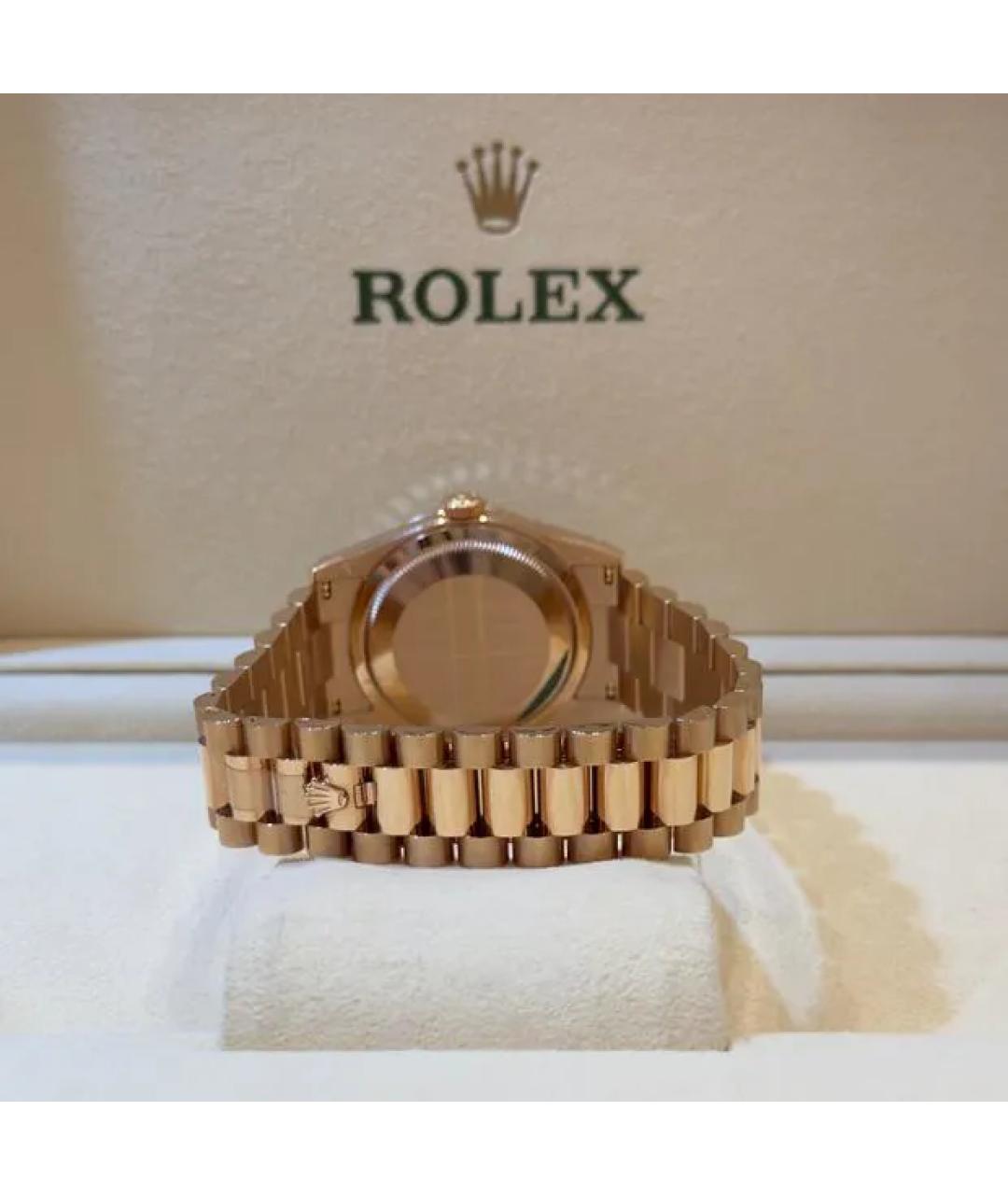 ROLEX Черные часы из розового золота, фото 4