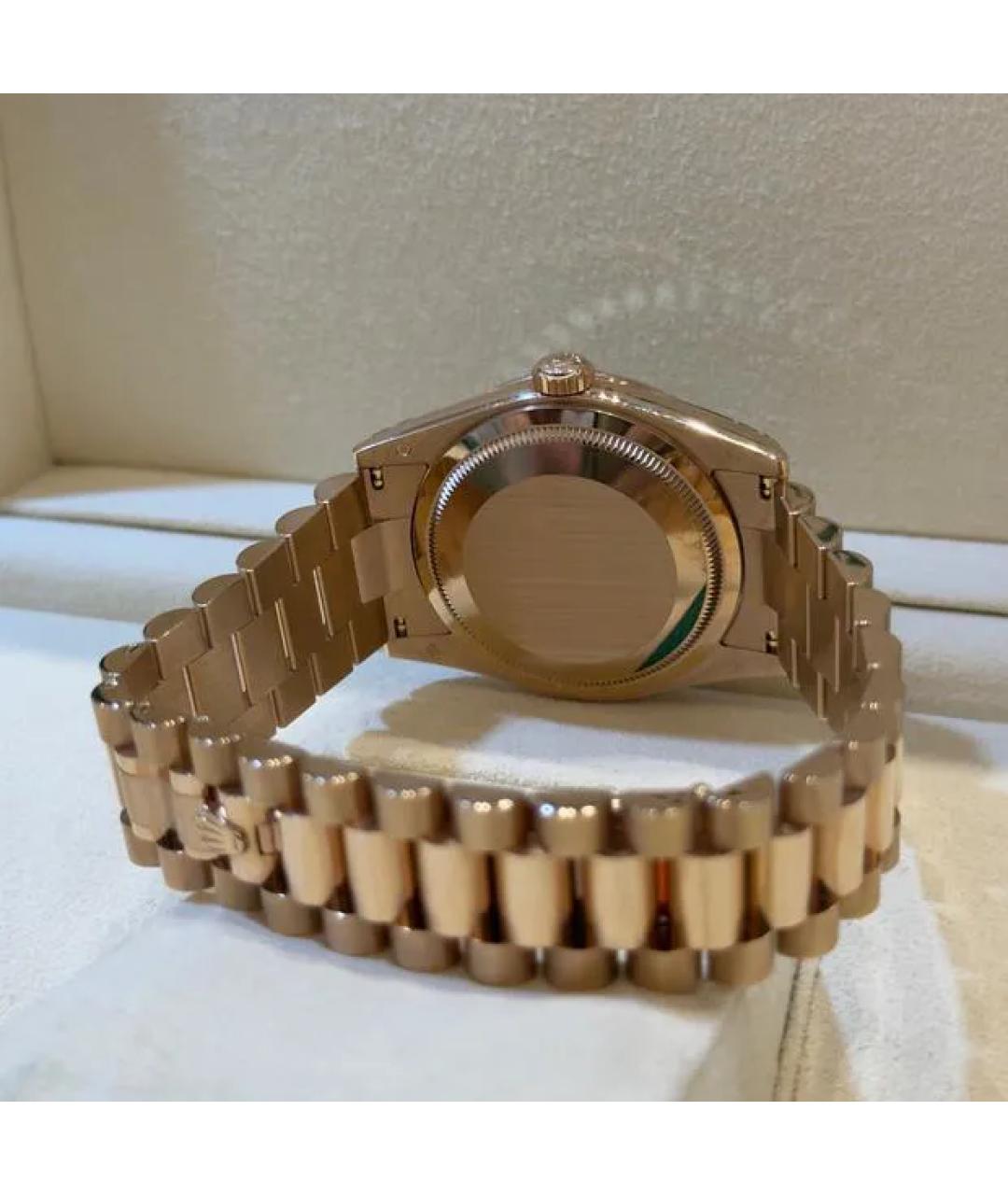 ROLEX Черные часы из розового золота, фото 5