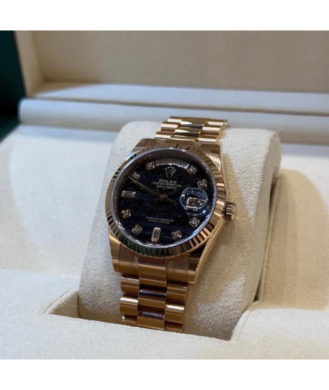 ROLEX Черные часы из розового золота, фото 3