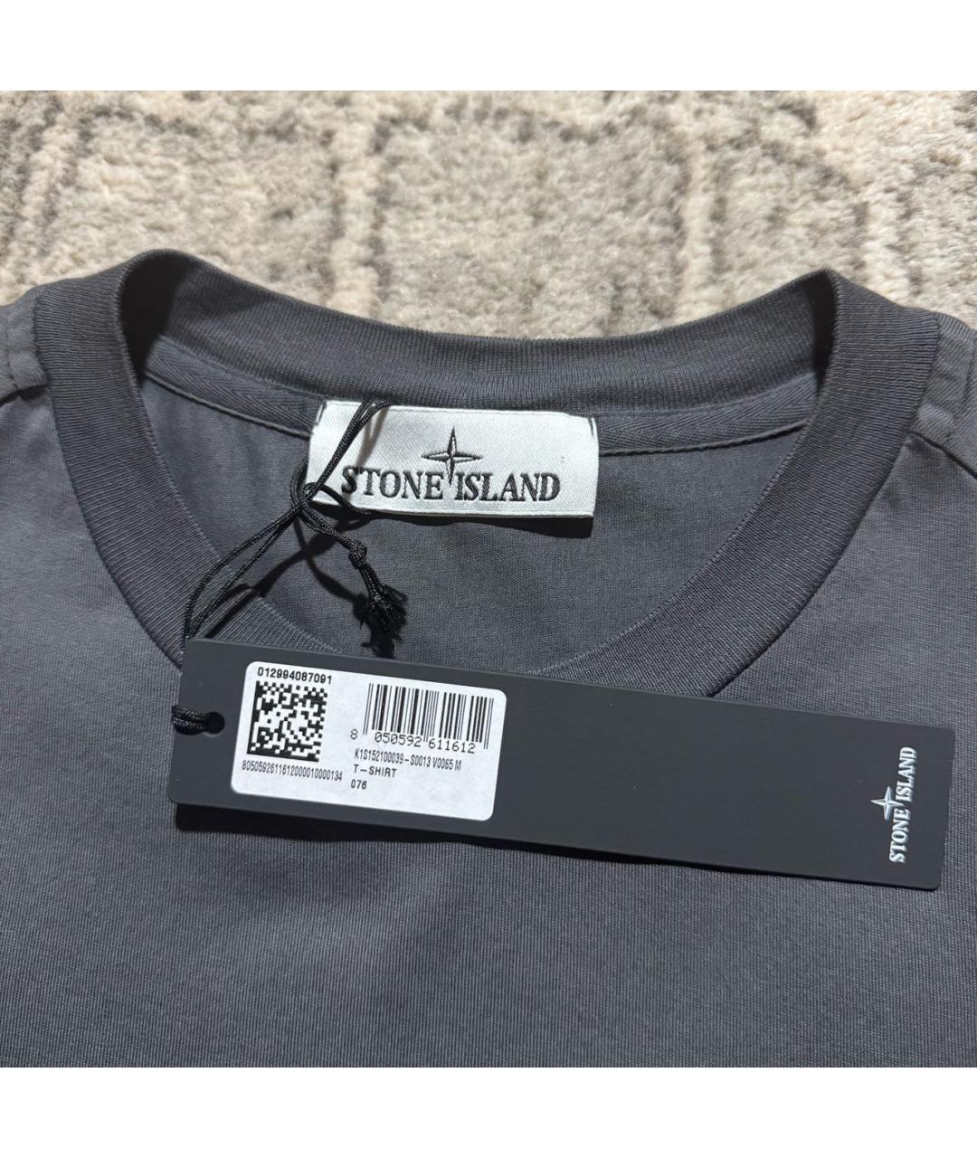 STONE ISLAND Антрацитовая хлопковая футболка, фото 3