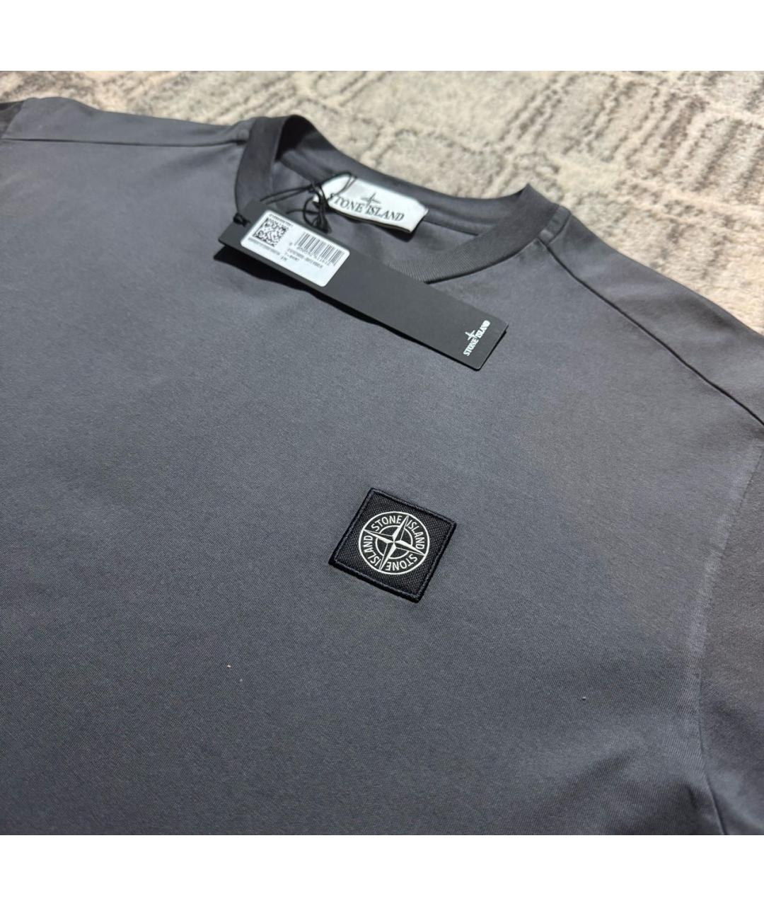 STONE ISLAND Антрацитовая хлопковая футболка, фото 2