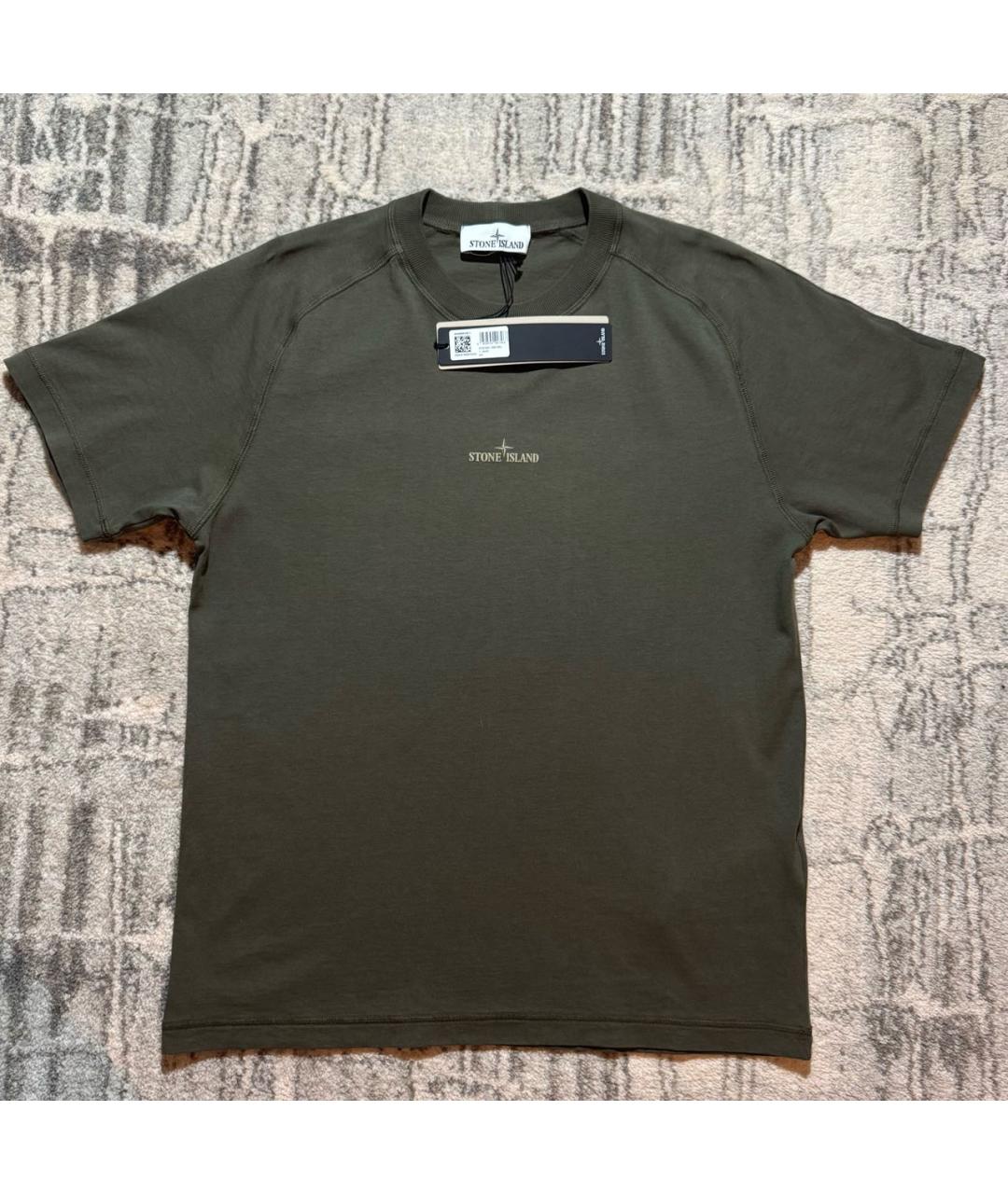 STONE ISLAND Хаки хлопковая футболка, фото 5