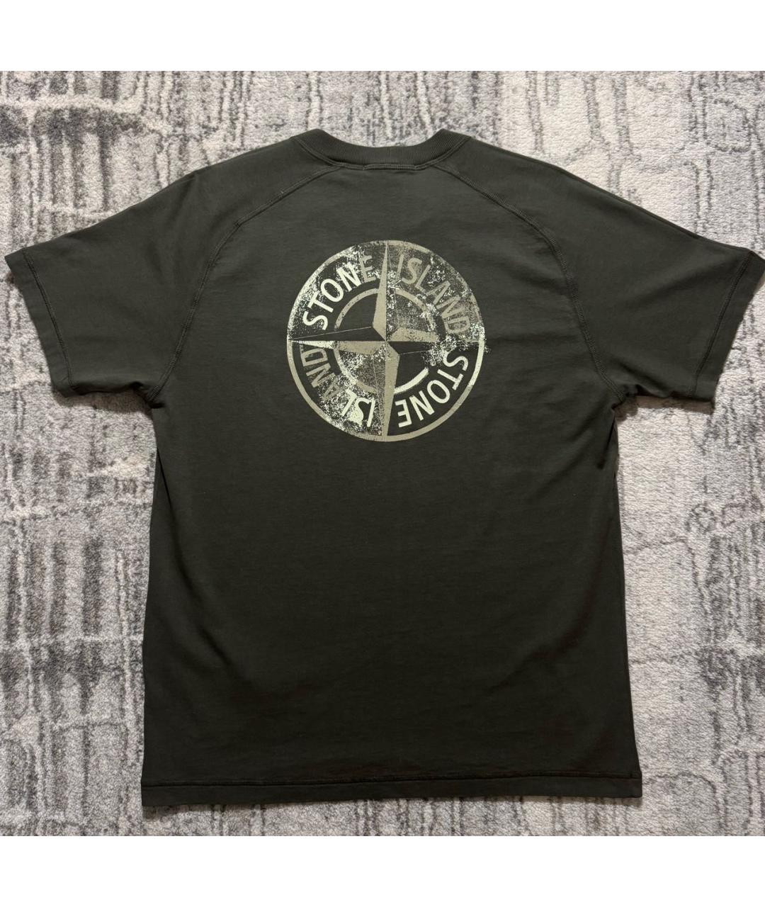 STONE ISLAND Хаки хлопковая футболка, фото 2