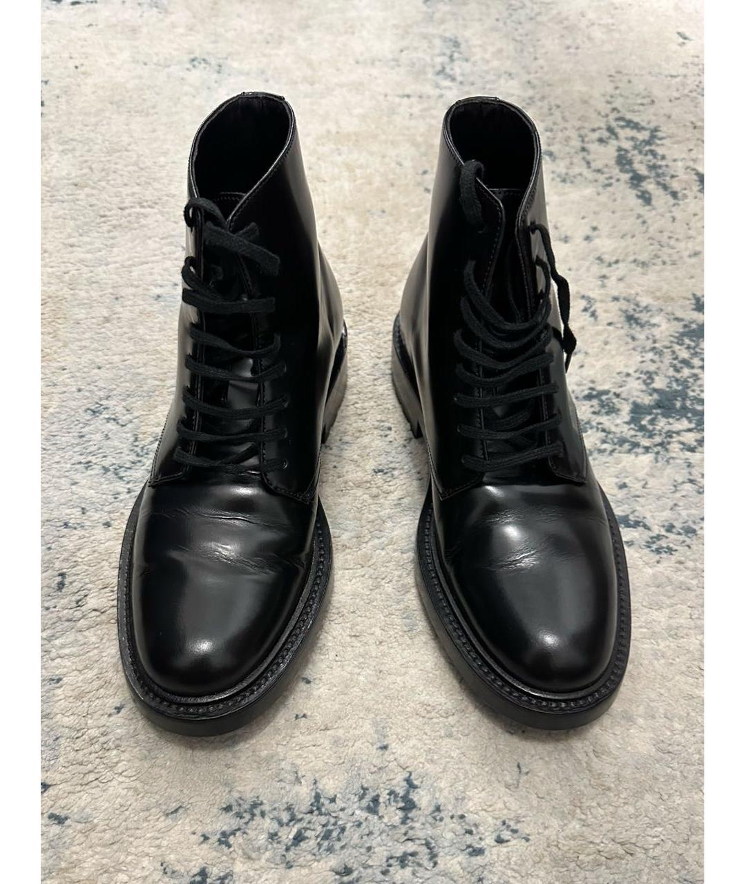 SAINT LAURENT Черные кожаные ботинки, фото 2