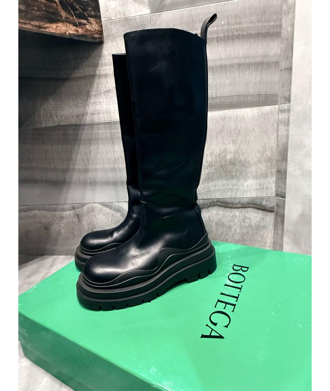 BOTTEGA VENETA Черные кожаные сапоги, фото 3