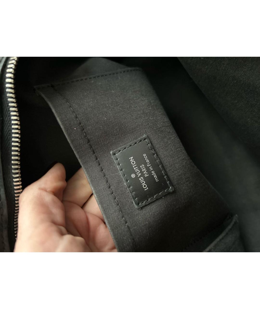 LOUIS VUITTON Черная кожаная сумка с короткими ручками, фото 7