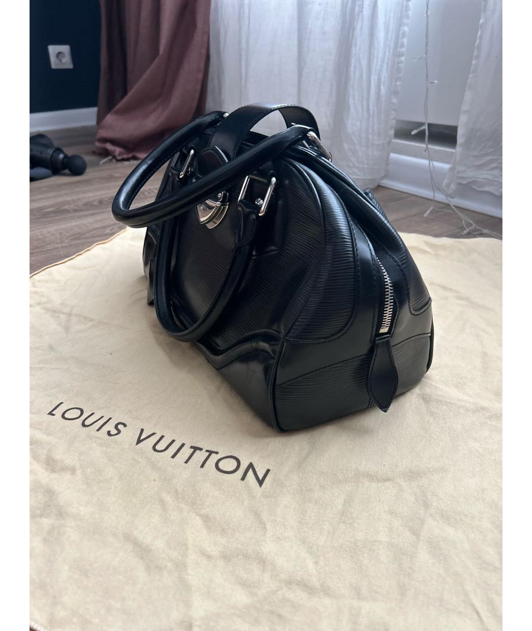 LOUIS VUITTON Черная кожаная сумка с короткими ручками, фото 2