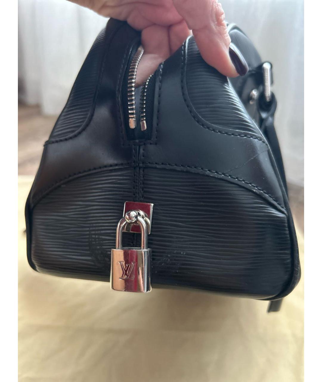 LOUIS VUITTON Черная кожаная сумка с короткими ручками, фото 5