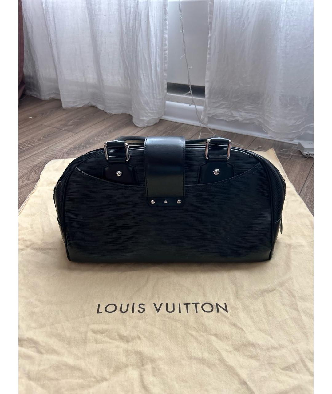 LOUIS VUITTON Черная кожаная сумка с короткими ручками, фото 3