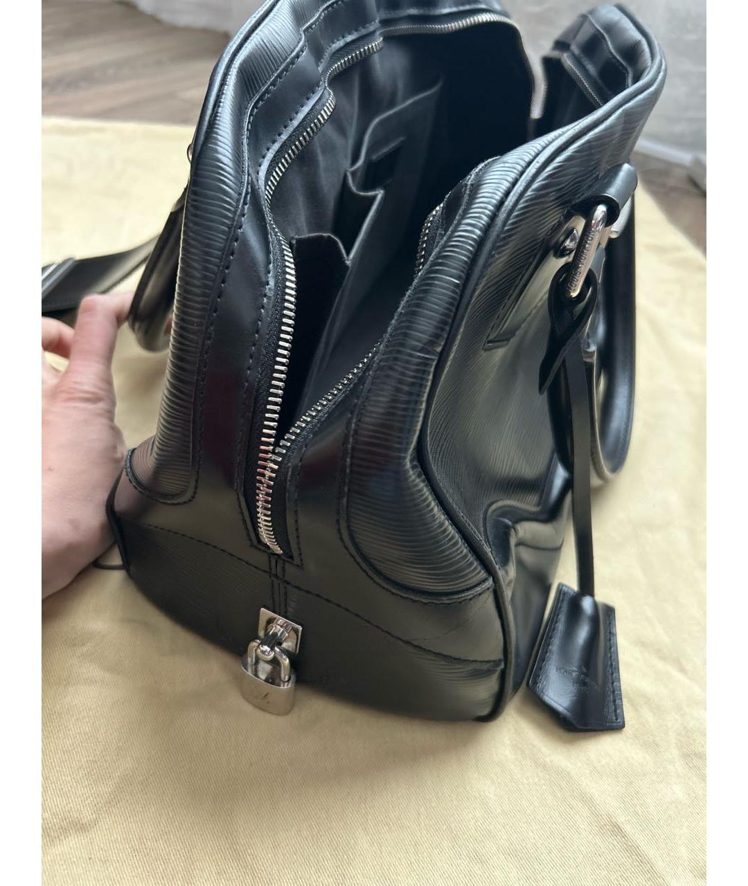 LOUIS VUITTON Черная кожаная сумка с короткими ручками, фото 4