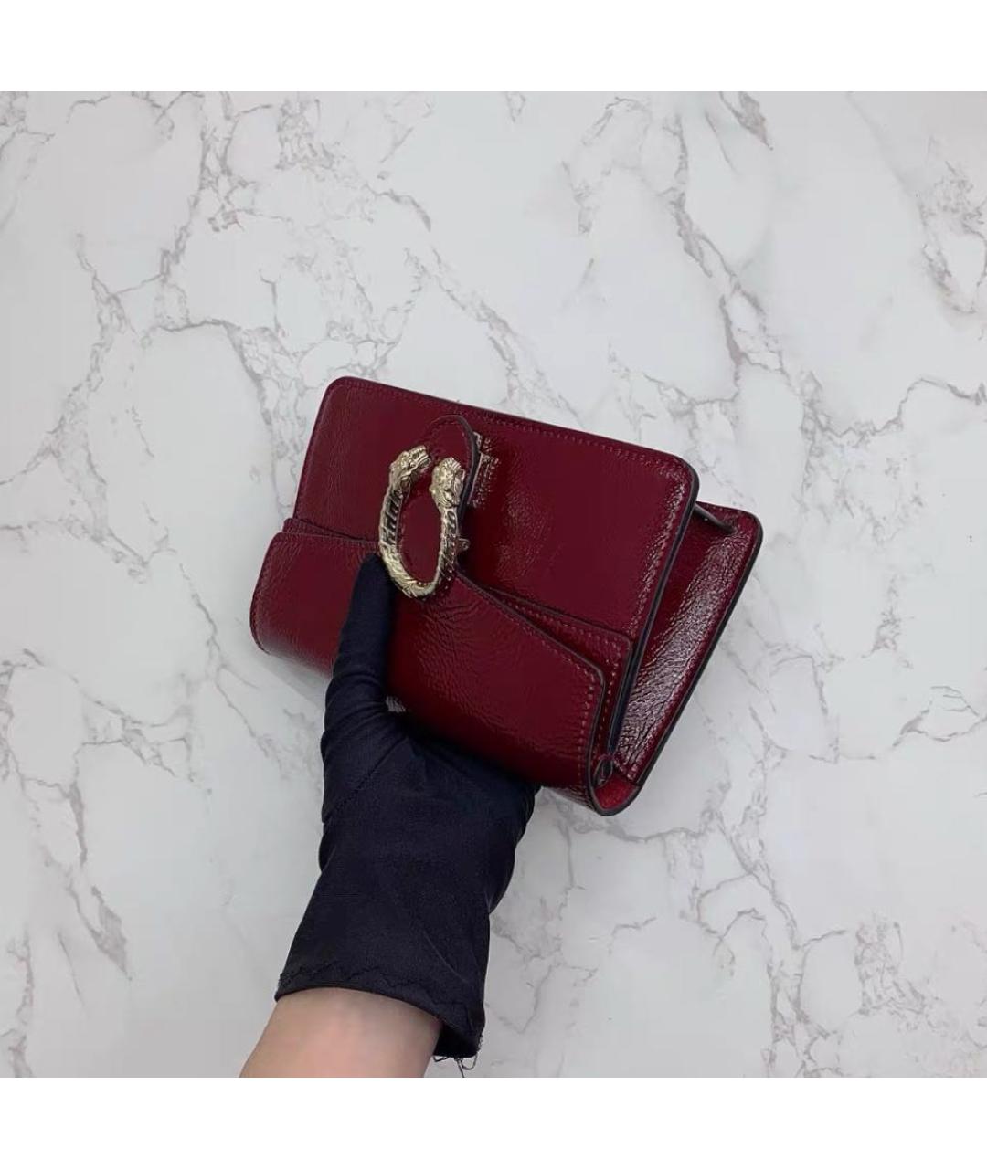 GUCCI Бордовая сумка через плечо из лакированной кожи, фото 4
