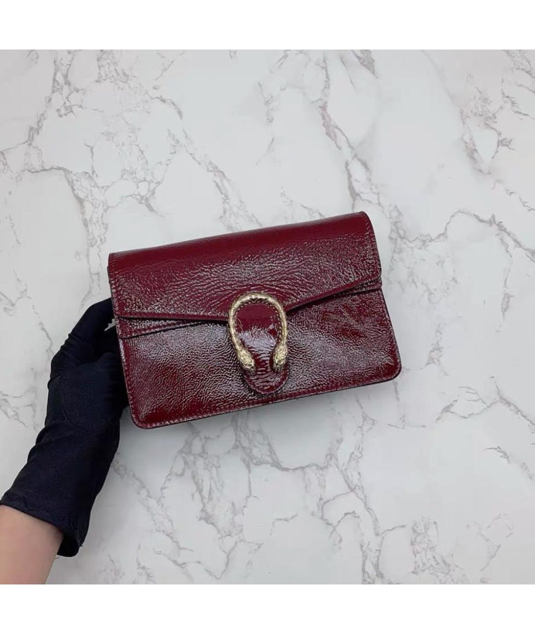 GUCCI Бордовая сумка через плечо из лакированной кожи, фото 3