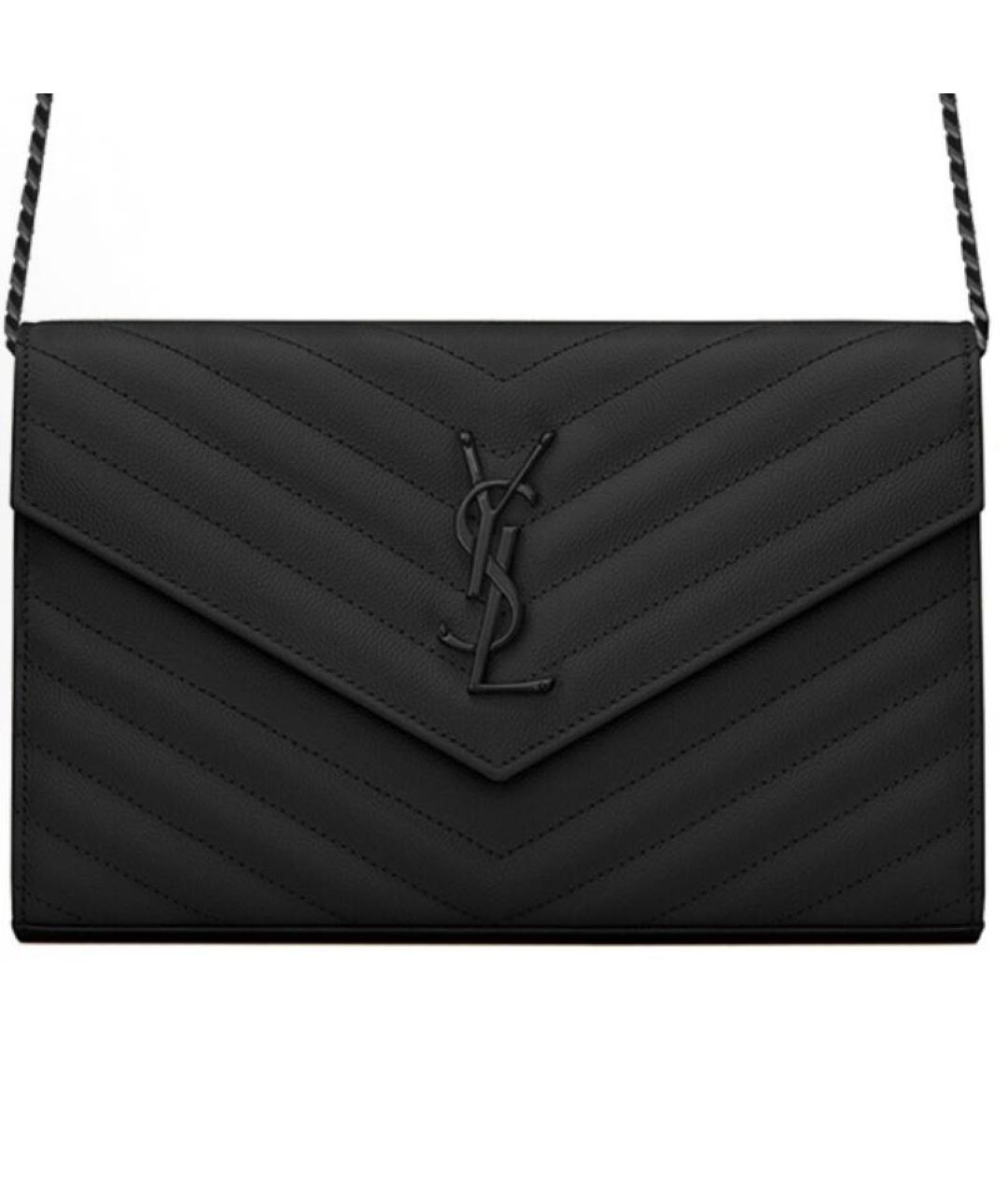 SAINT LAURENT Черная кожаная сумка через плечо, фото 2