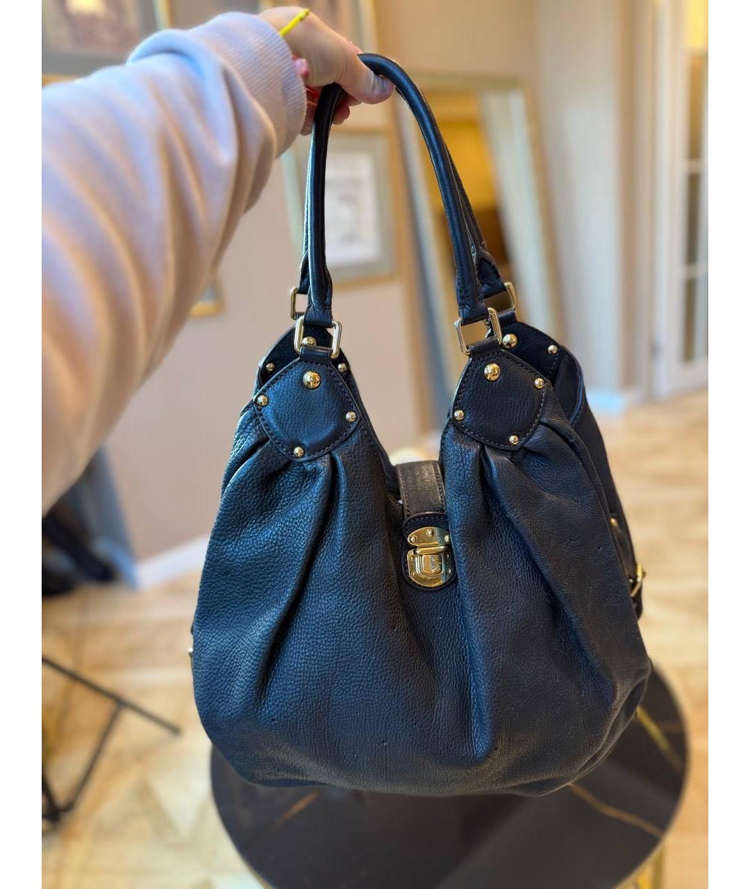 LOUIS VUITTON Антрацитовая кожаная сумка с короткими ручками, фото 6