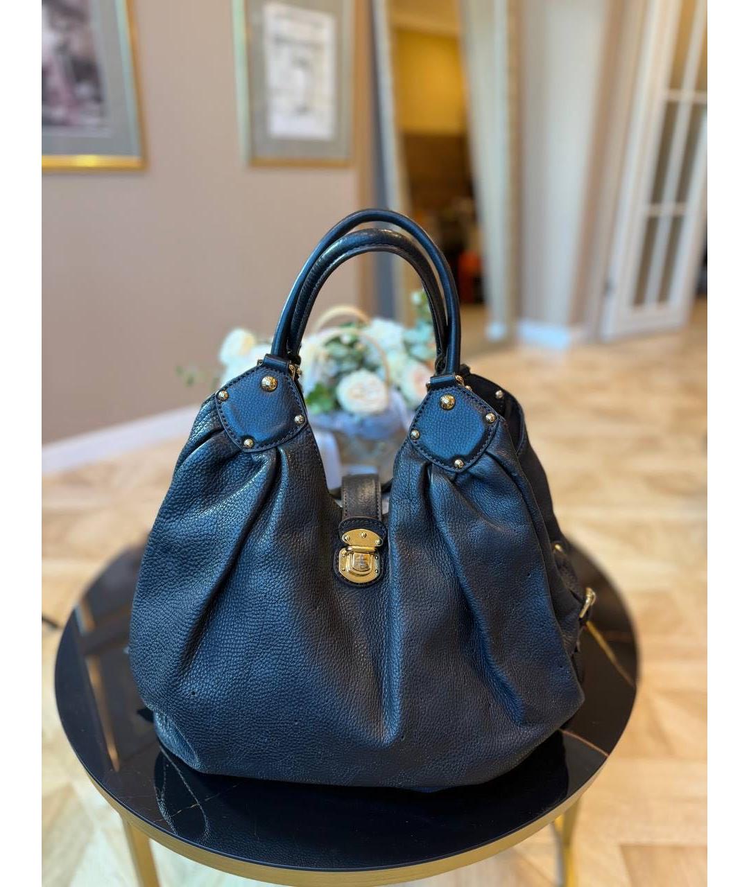 LOUIS VUITTON Антрацитовая кожаная сумка с короткими ручками, фото 2