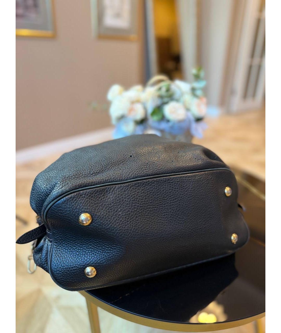 LOUIS VUITTON Антрацитовая кожаная сумка с короткими ручками, фото 3