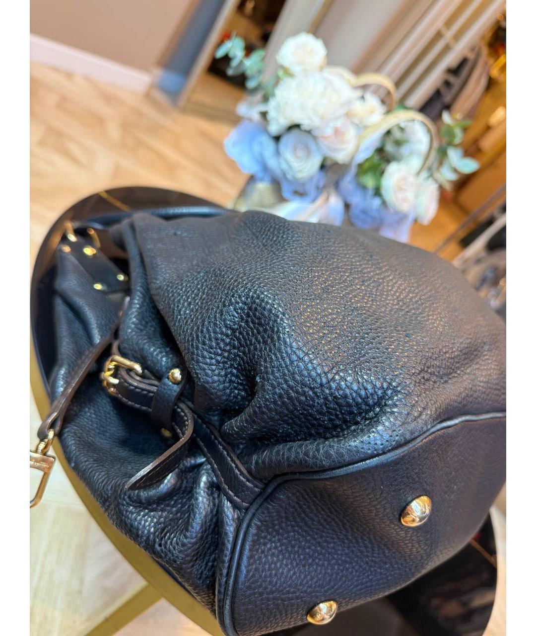 LOUIS VUITTON Антрацитовая кожаная сумка с короткими ручками, фото 4