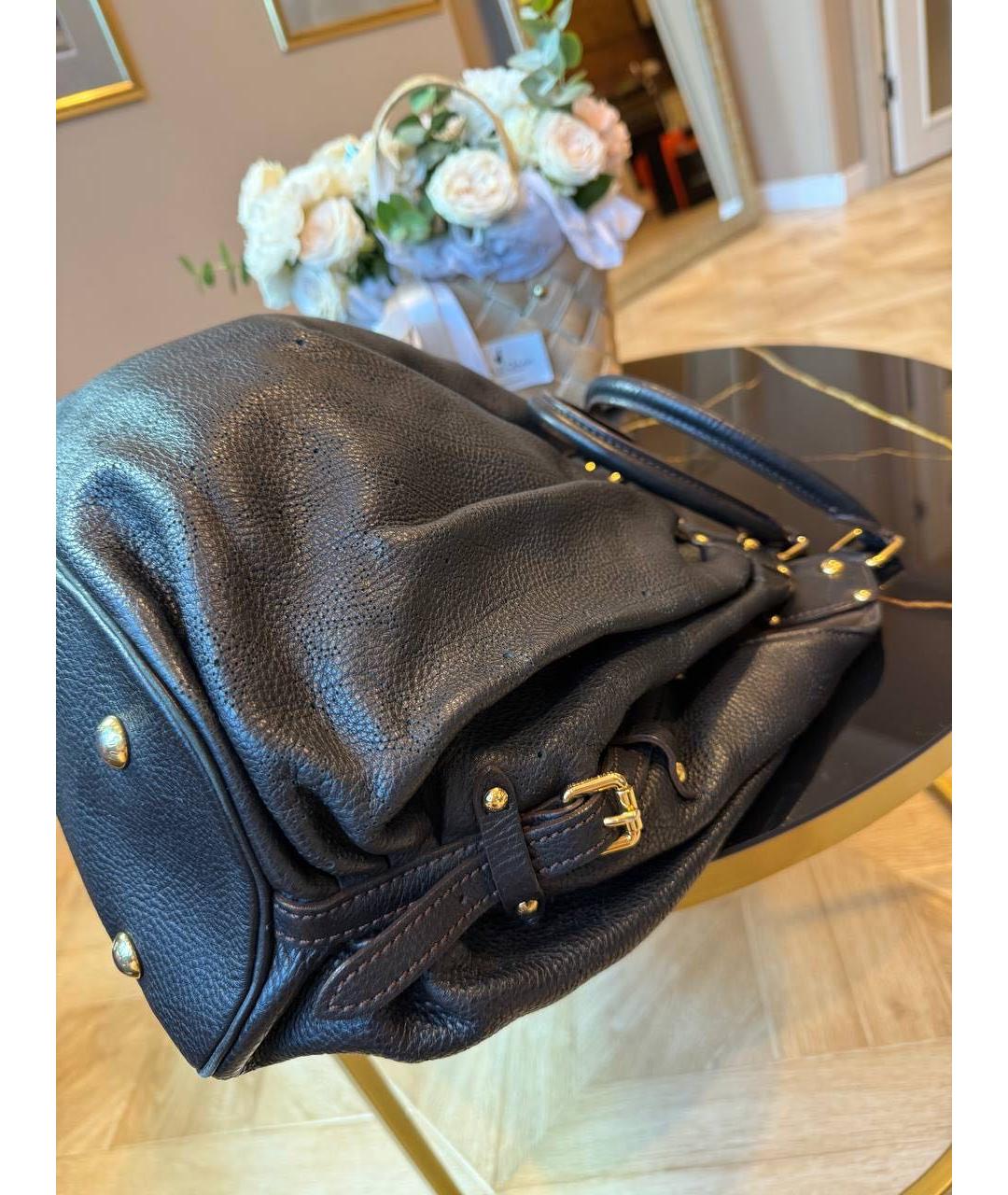 LOUIS VUITTON Антрацитовая кожаная сумка с короткими ручками, фото 5