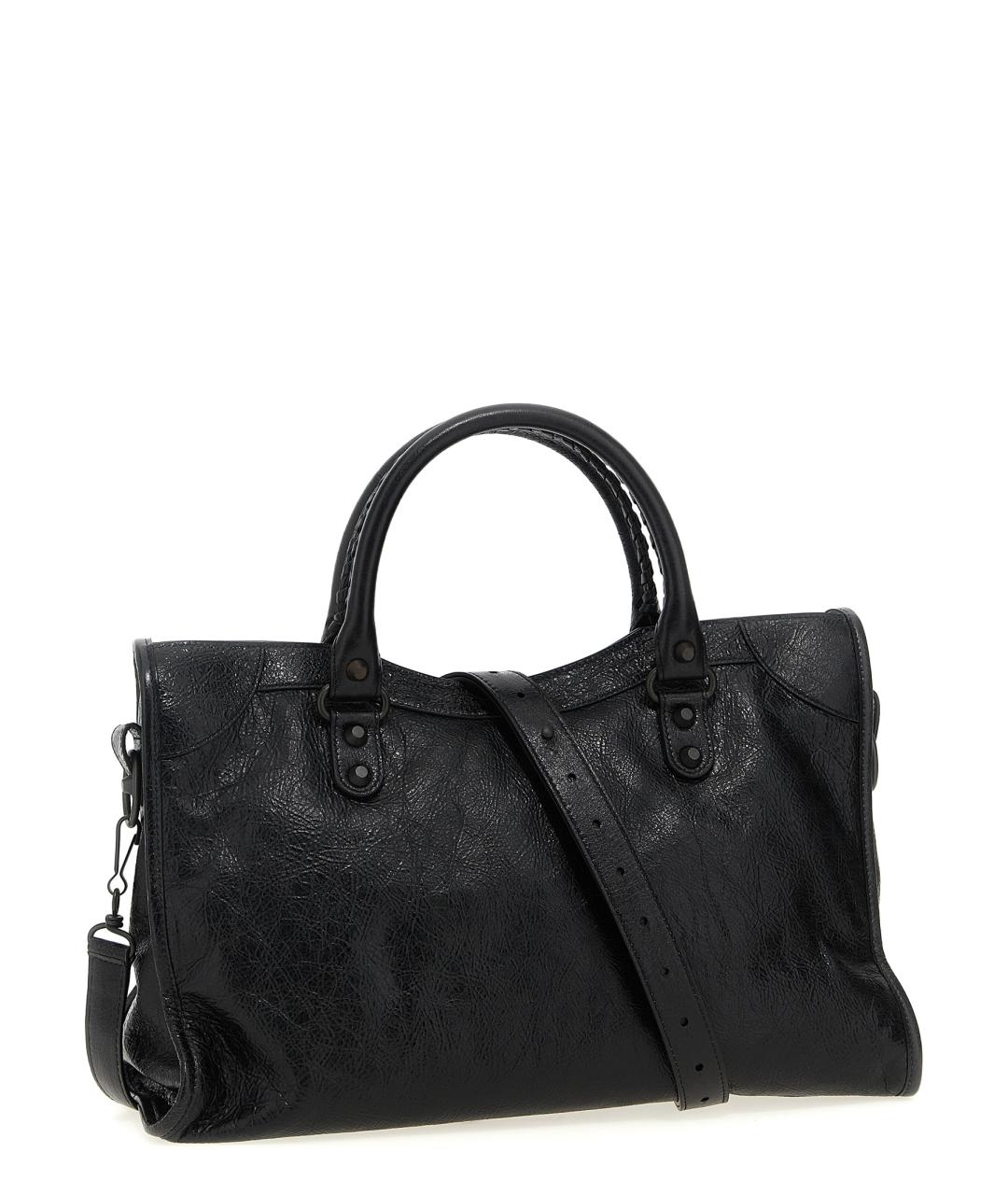 BALENCIAGA Черная кожаная сумка тоут, фото 2
