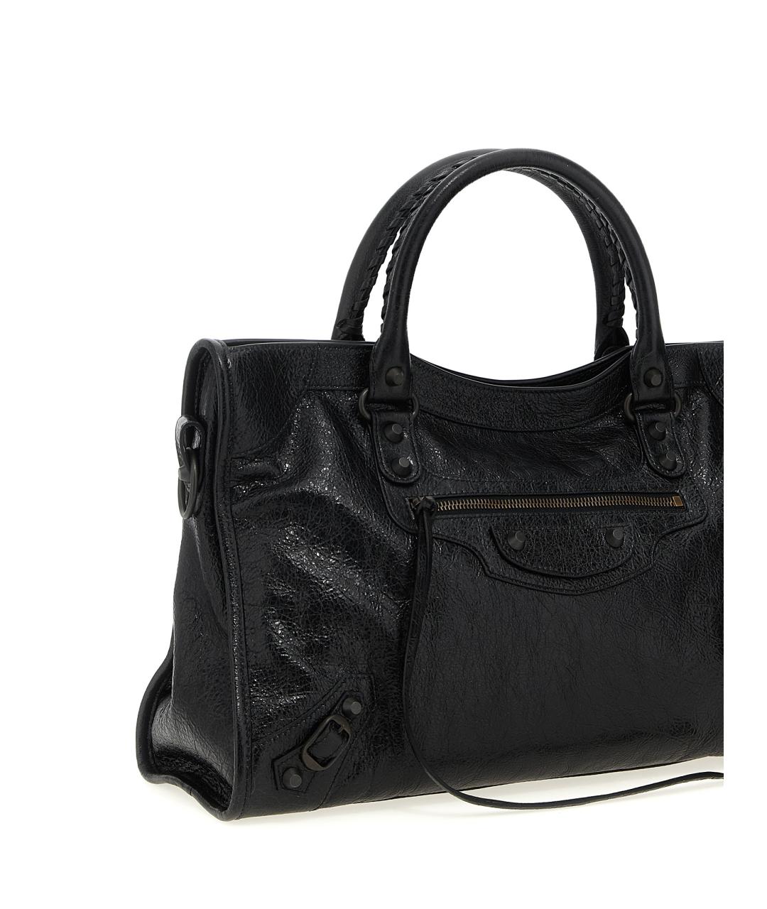 BALENCIAGA Черная кожаная сумка тоут, фото 3