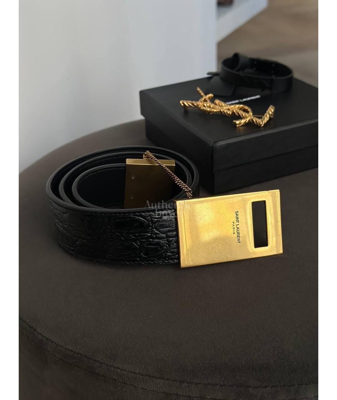 SAINT LAURENT Черный кожаный ремень, фото 8