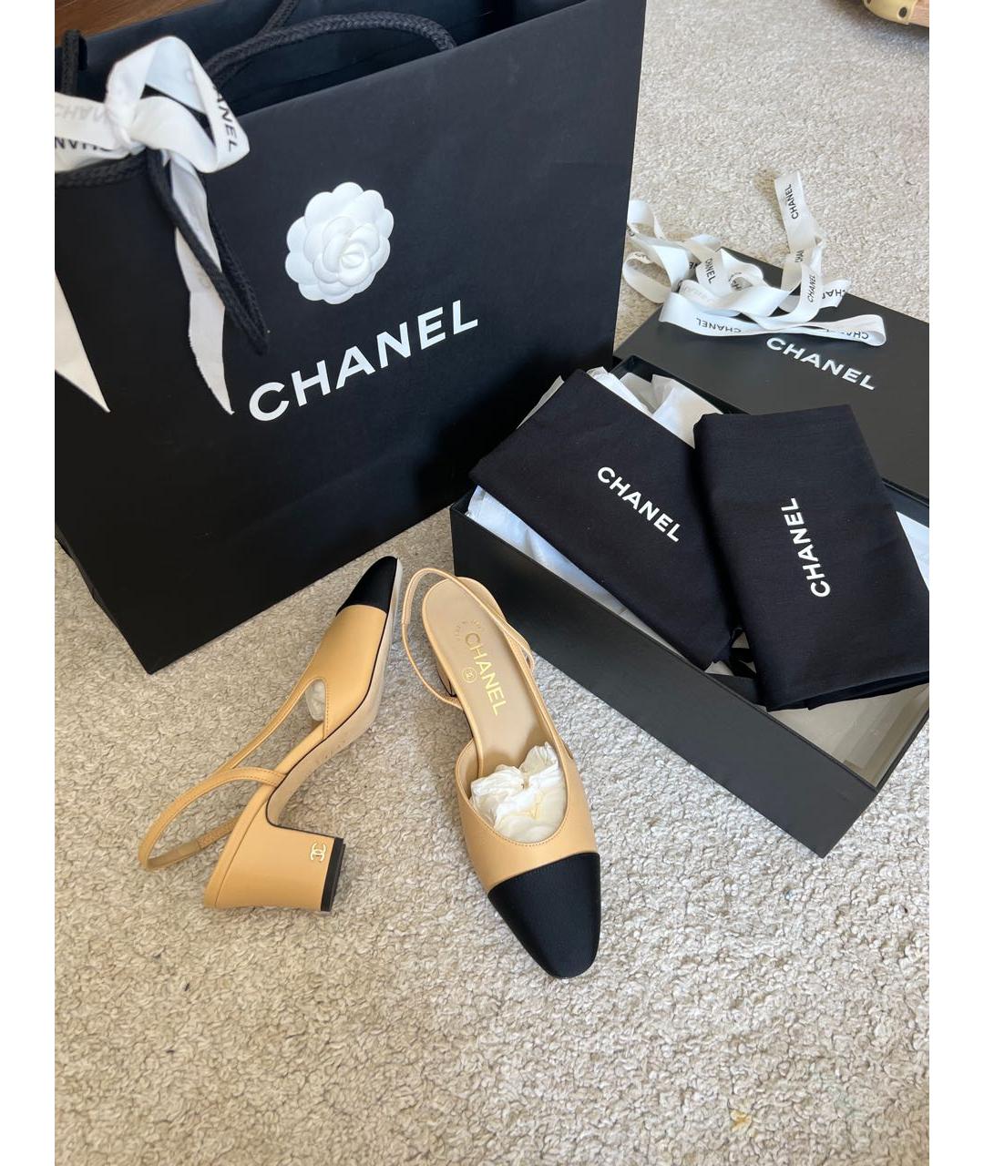 CHANEL Бежевые кожаные туфли, фото 5