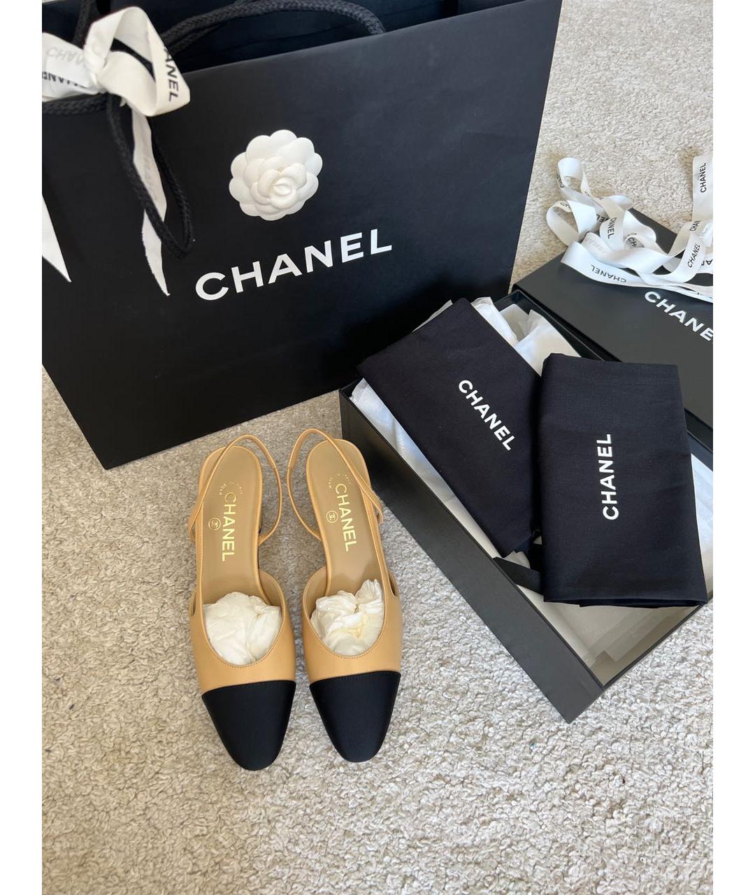 CHANEL Бежевые кожаные туфли, фото 3
