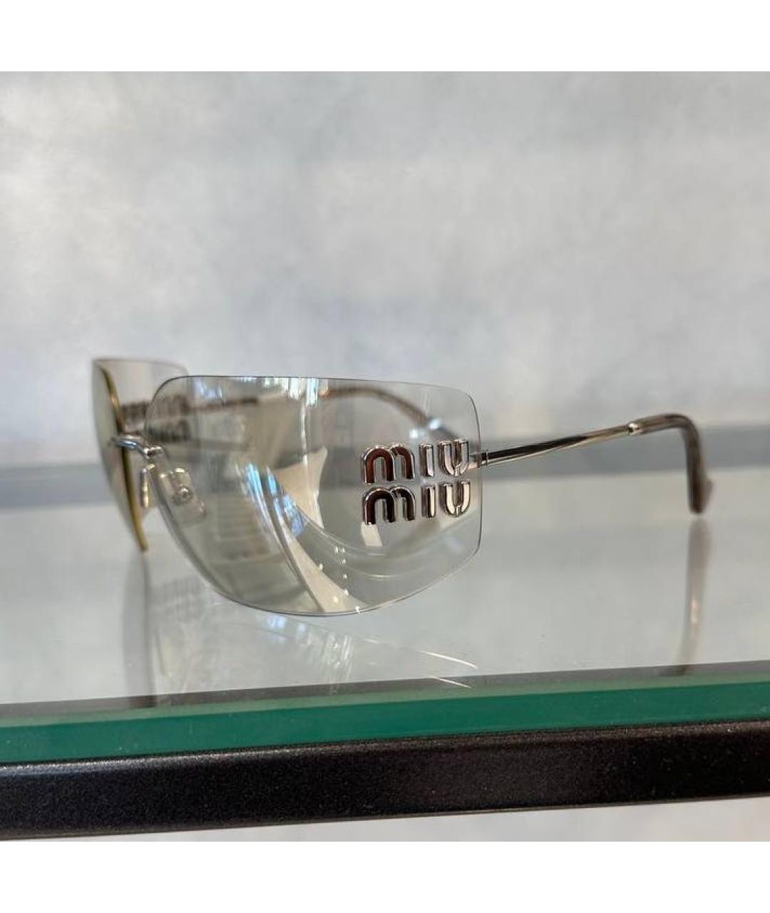 MIU MIU Серебряные металлические солнцезащитные очки, фото 2
