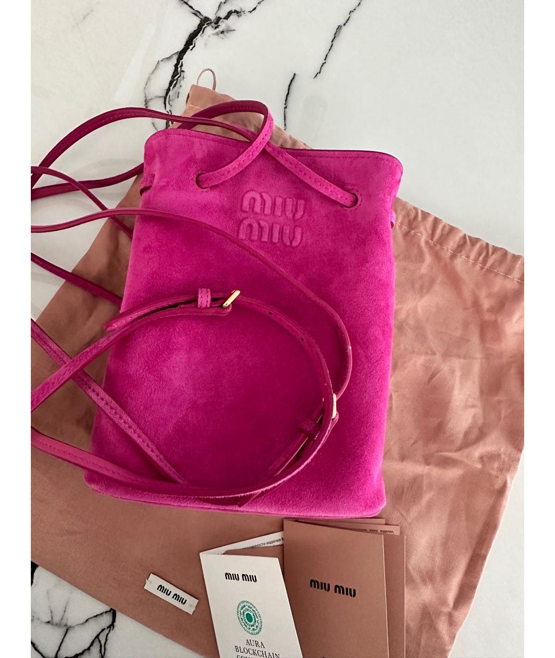 MIU MIU Розовая замшевая сумка через плечо, фото 2